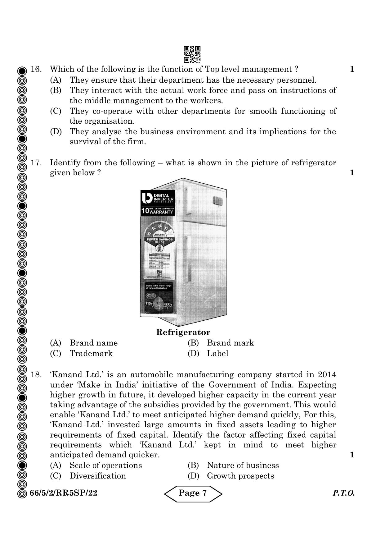 CBSE Class 12 5-2 Bussiness Studies 2024 Question Paper - Page 7
