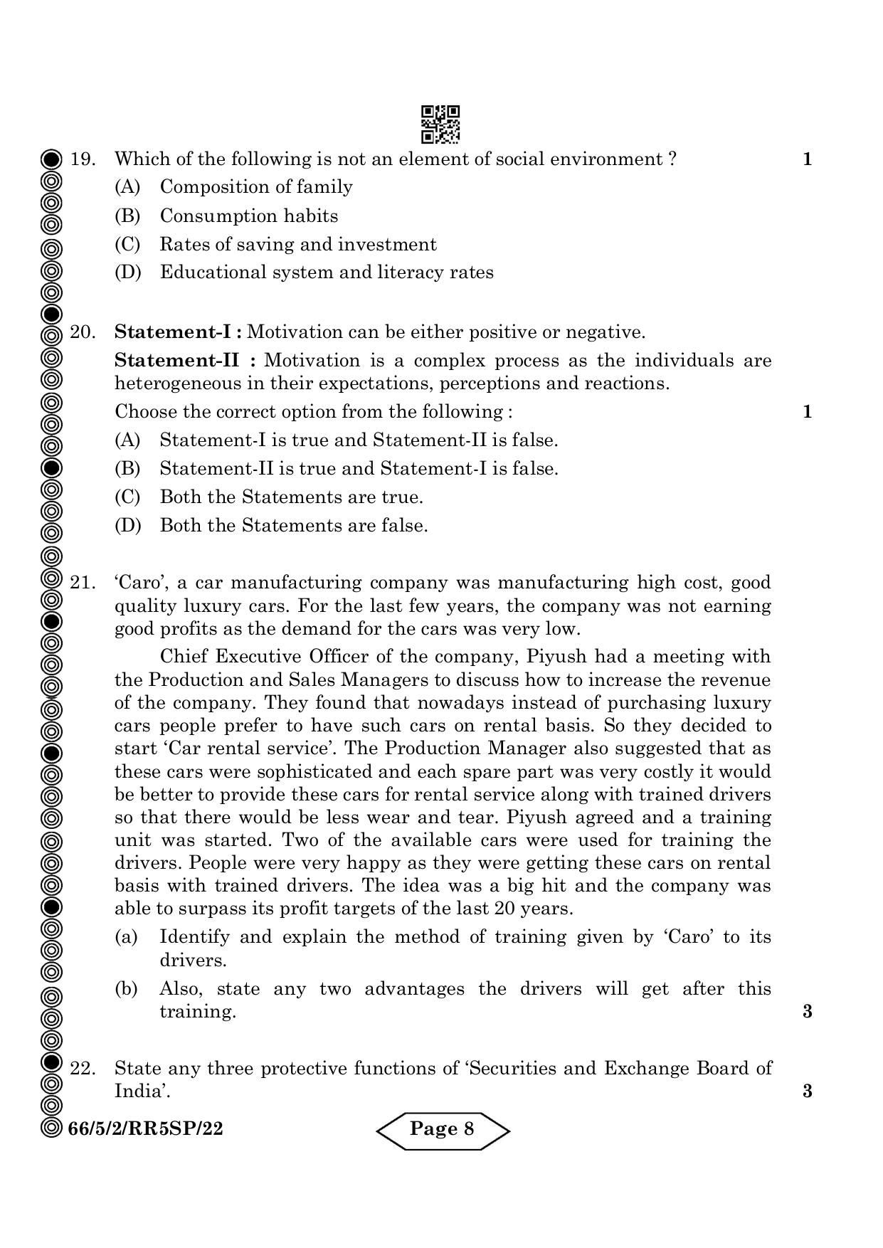 CBSE Class 12 5-2 Bussiness Studies 2024 Question Paper - Page 8