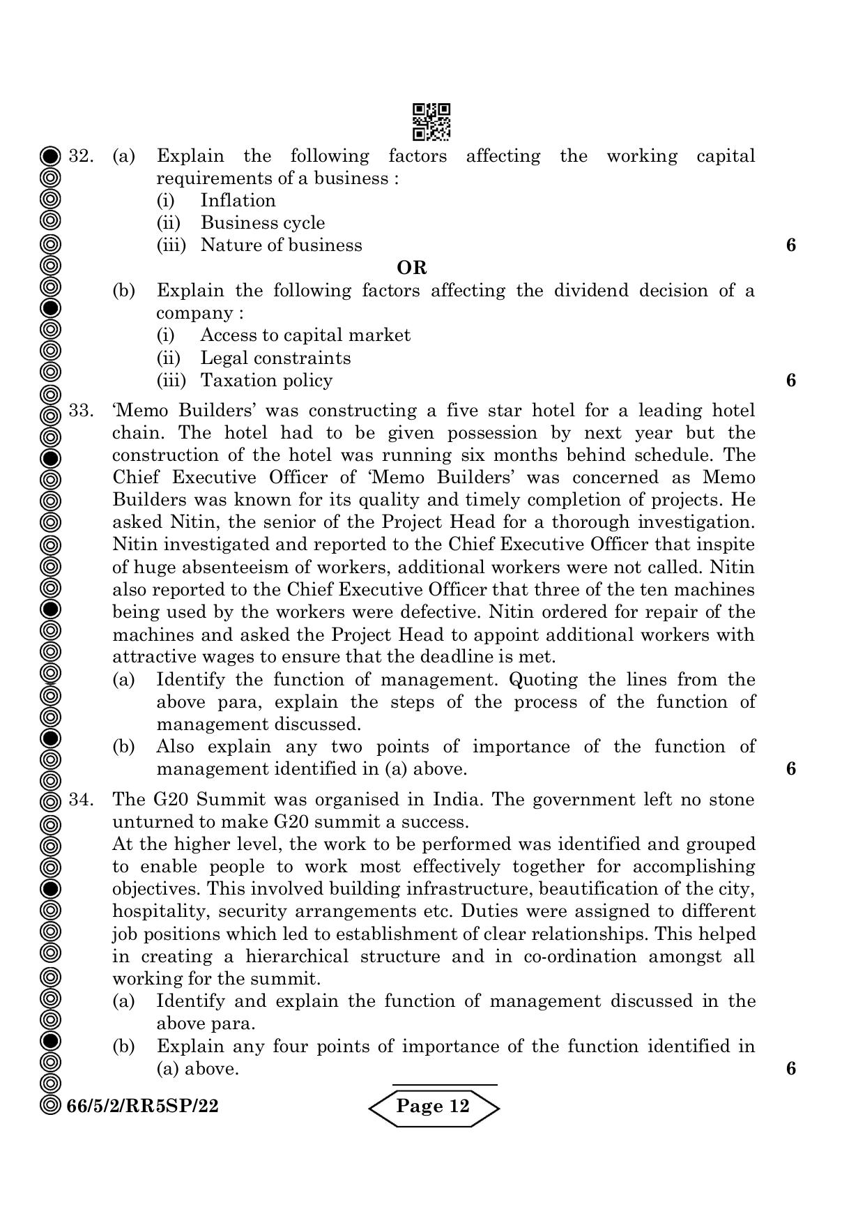 CBSE Class 12 5-2 Bussiness Studies 2024 Question Paper - Page 12