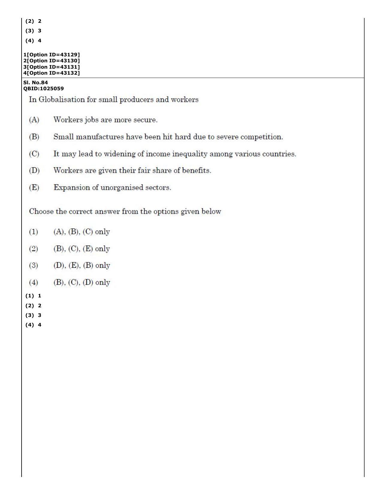 CUET (PG) 2022: PGQP-20 Social Work (11-09-2022) Question Paper - Page 58