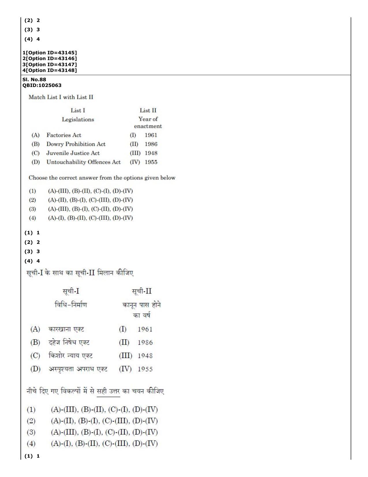 CUET (PG) 2022: PGQP-20 Social Work (11-09-2022) Question Paper - Page 63