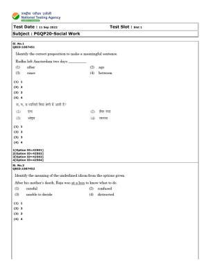 CUET (PG) 2022: PGQP-20 Social Work (11-09-2022) Question Paper