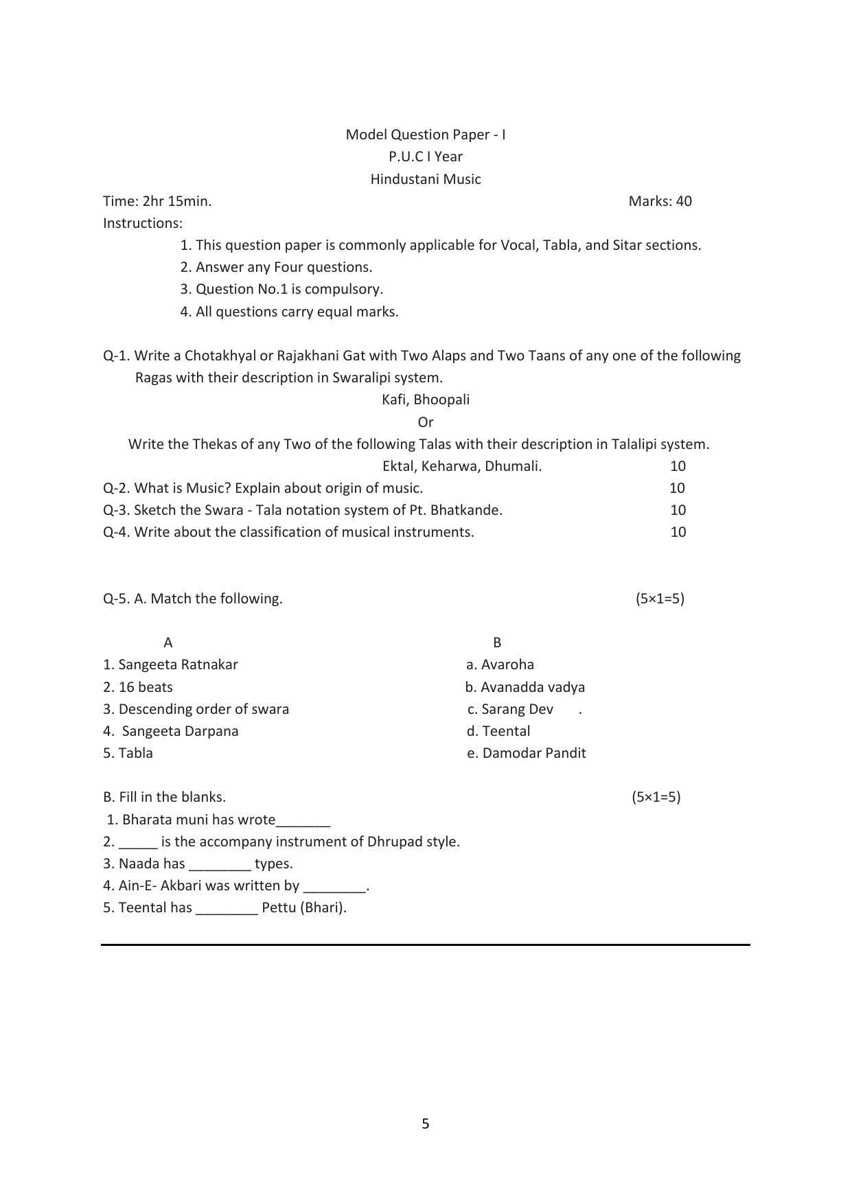 Karnataka 1st PUC Question Bank for Hindustani Music - Page 5