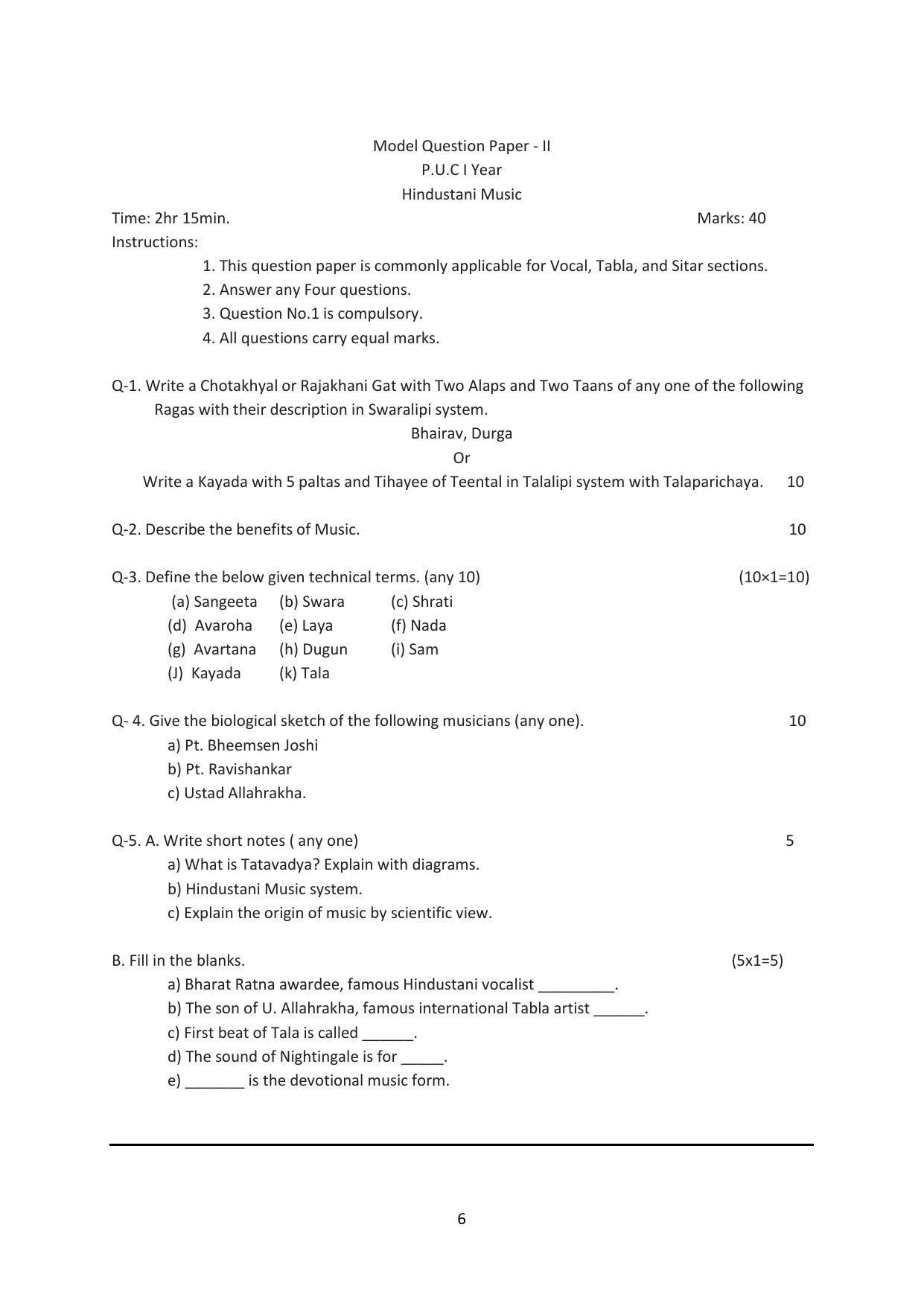 Karnataka 1st PUC Question Bank for Hindustani Music - Page 6