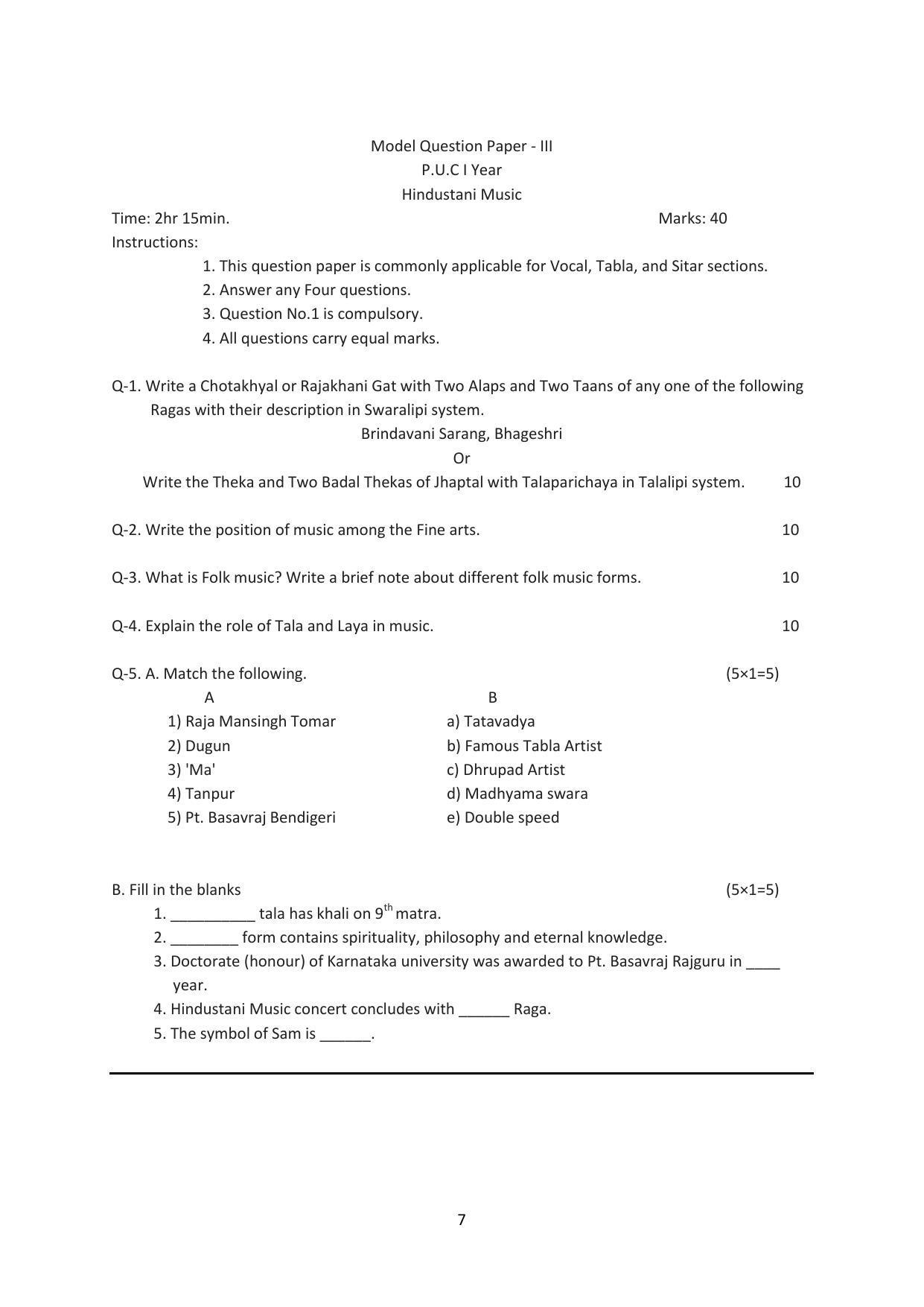Karnataka 1st PUC Question Bank for Hindustani Music - Page 7