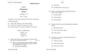 Meghalaya Board (MBOSE) Class 11 Psychology 2019 Question Paper