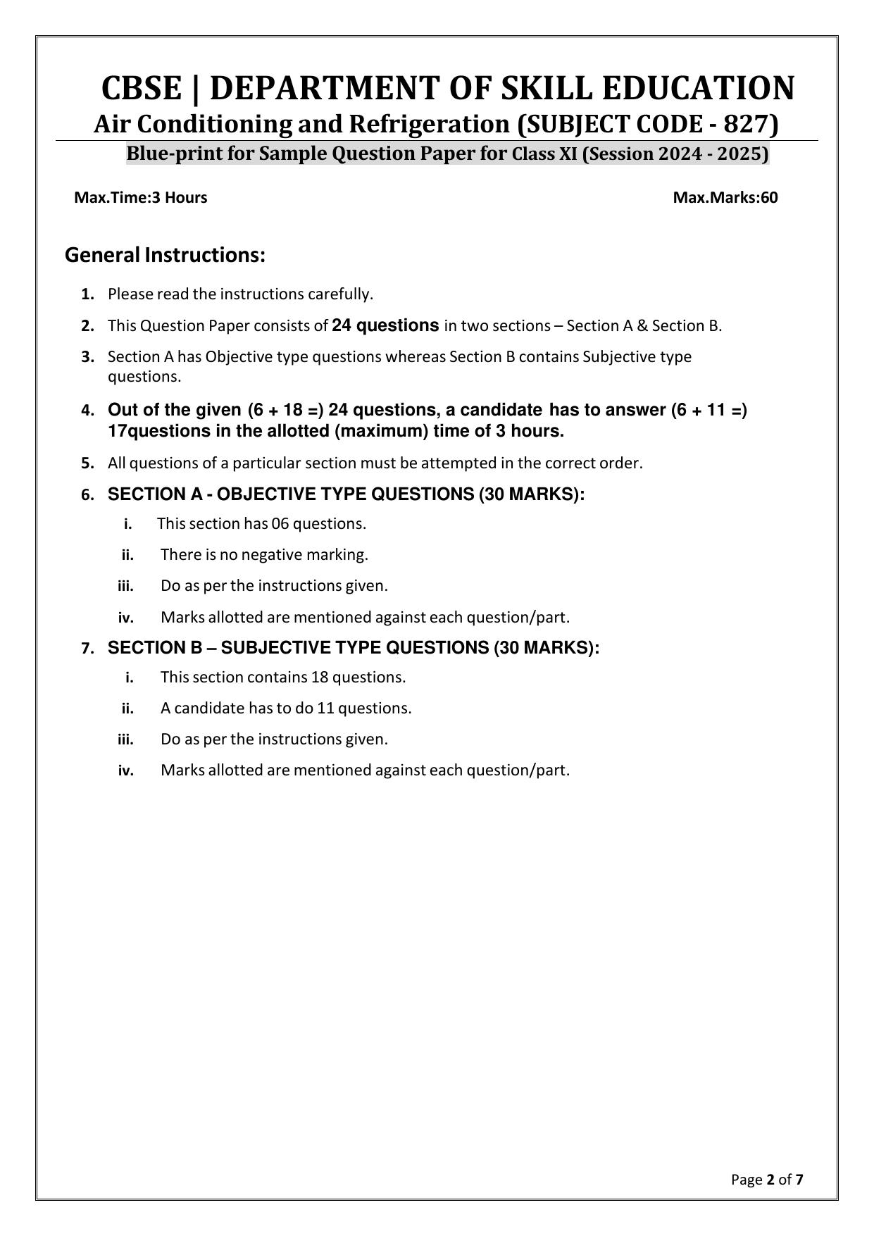 CBSE Class 11: Air-Conditioning & Refrigeration 2025 Sample Paper - Page 2