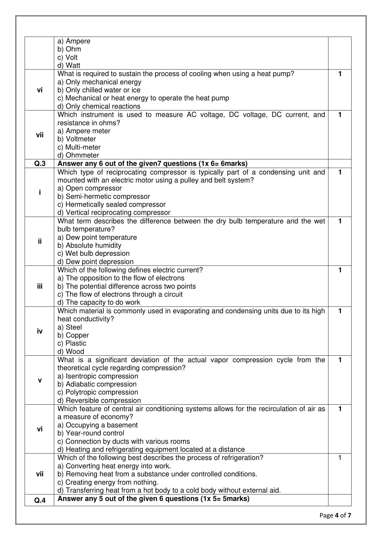CBSE Class 11: Air-Conditioning & Refrigeration 2025 Sample Paper - Page 4