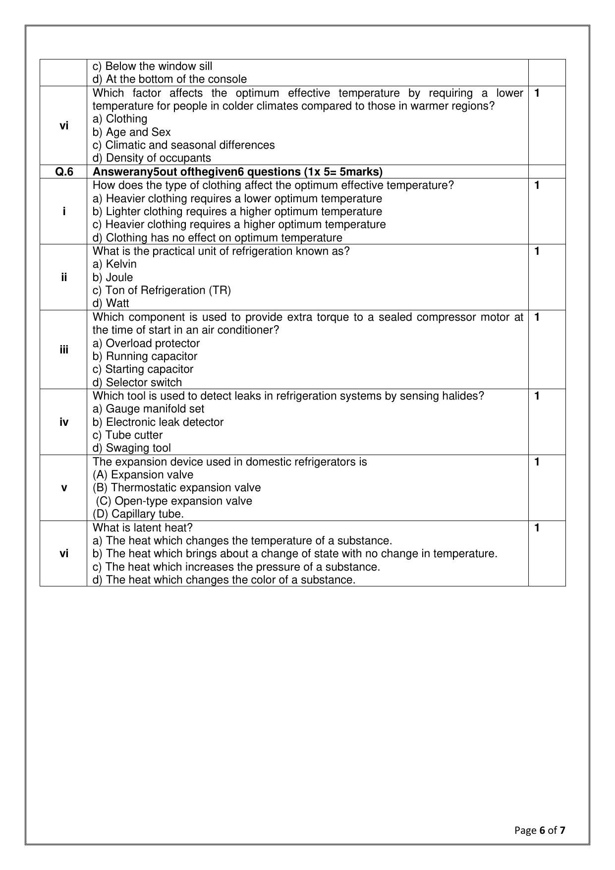 CBSE Class 11: Air-Conditioning & Refrigeration 2025 Sample Paper - Page 6