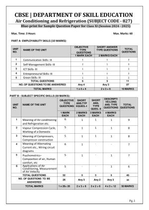 CBSE Class 11: Air-Conditioning & Refrigeration 2025 Sample Paper