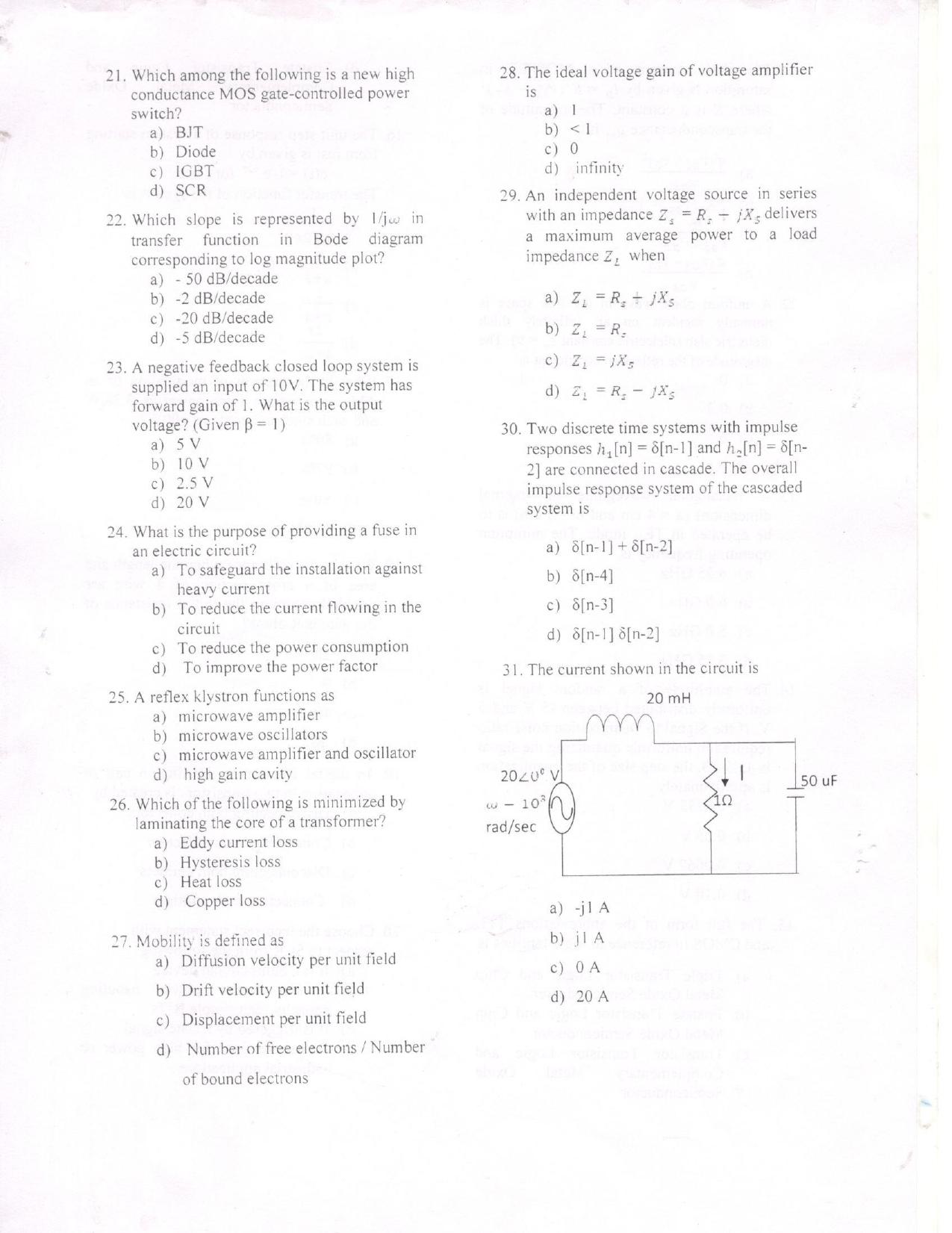 KUET 2023 M.Tech Electronics Question Paper - Page 4