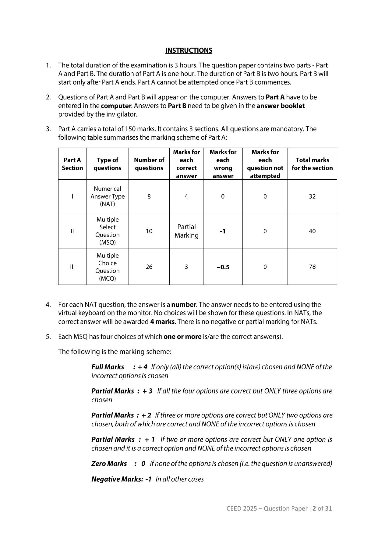 CEED 2025 Question Paper - Page 2