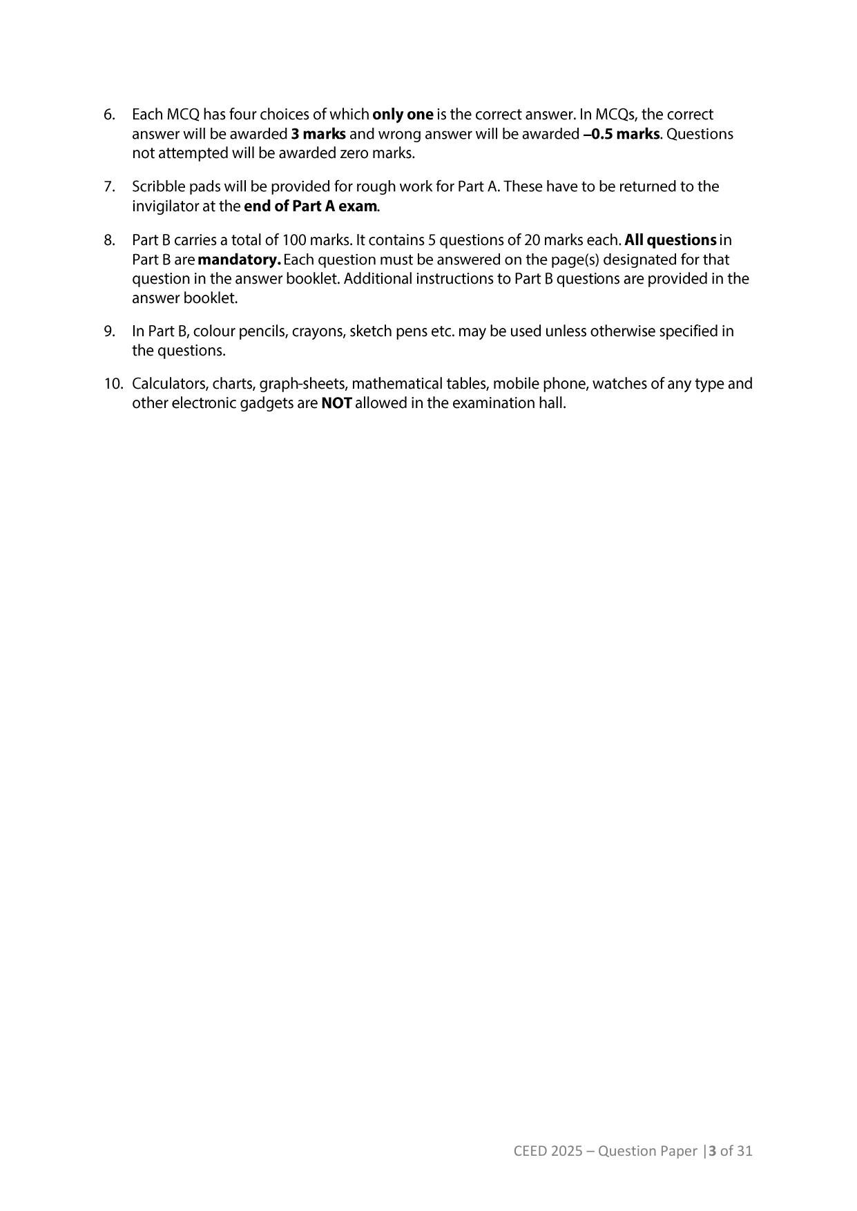 CEED 2025 Question Paper - Page 3