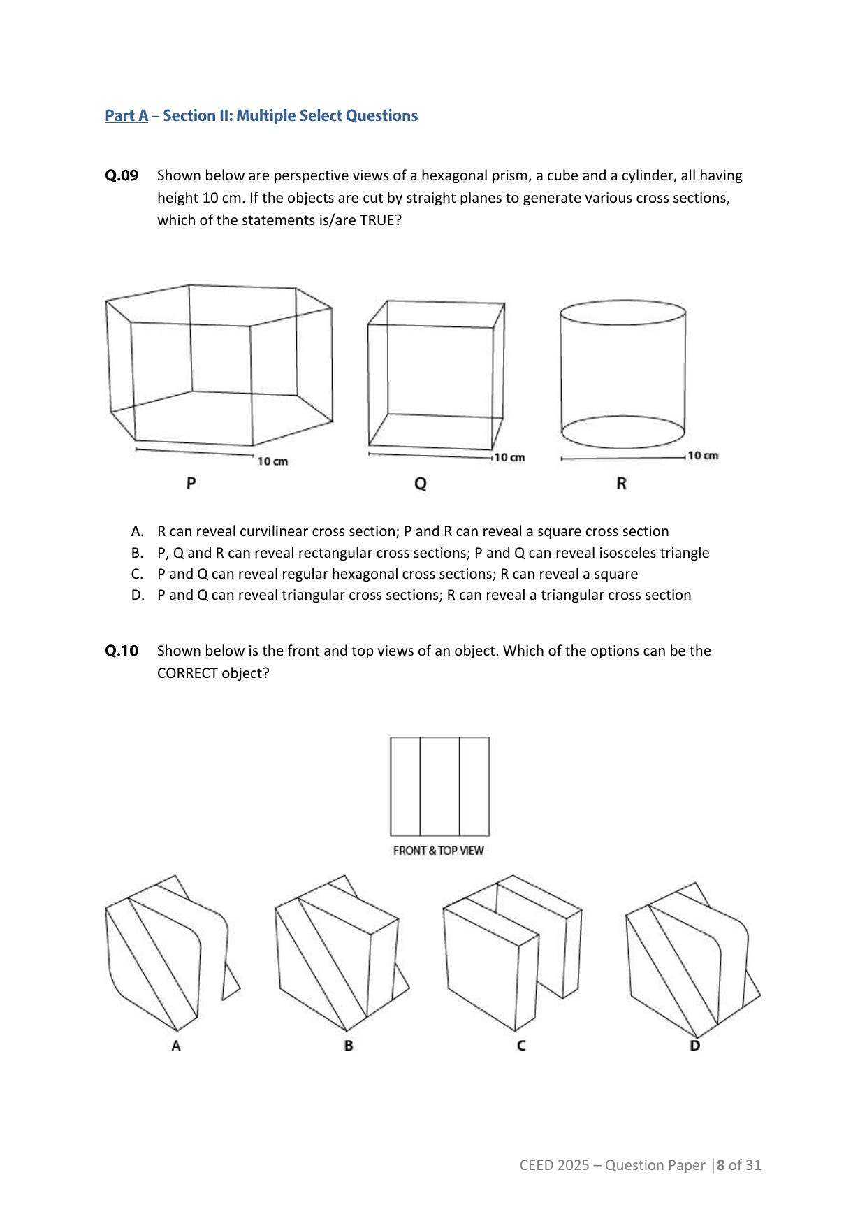 CEED 2025 Question Paper - Page 8