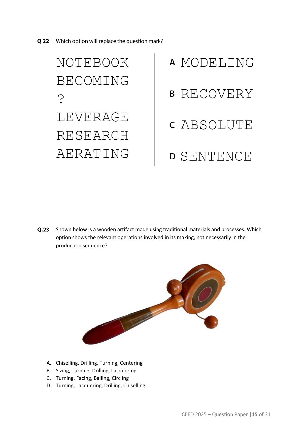 CEED 2025 Question Paper - Page 15