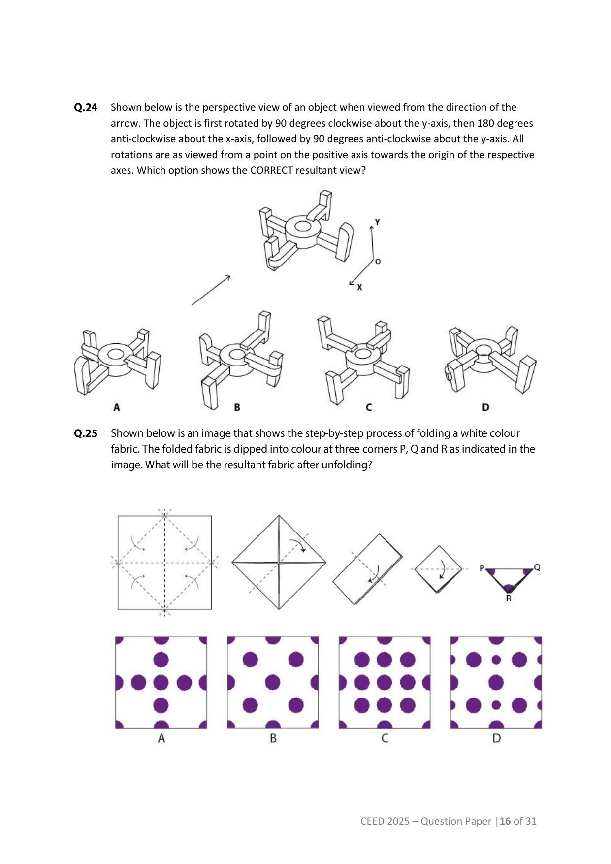 CEED 2025 Question Paper - Page 16