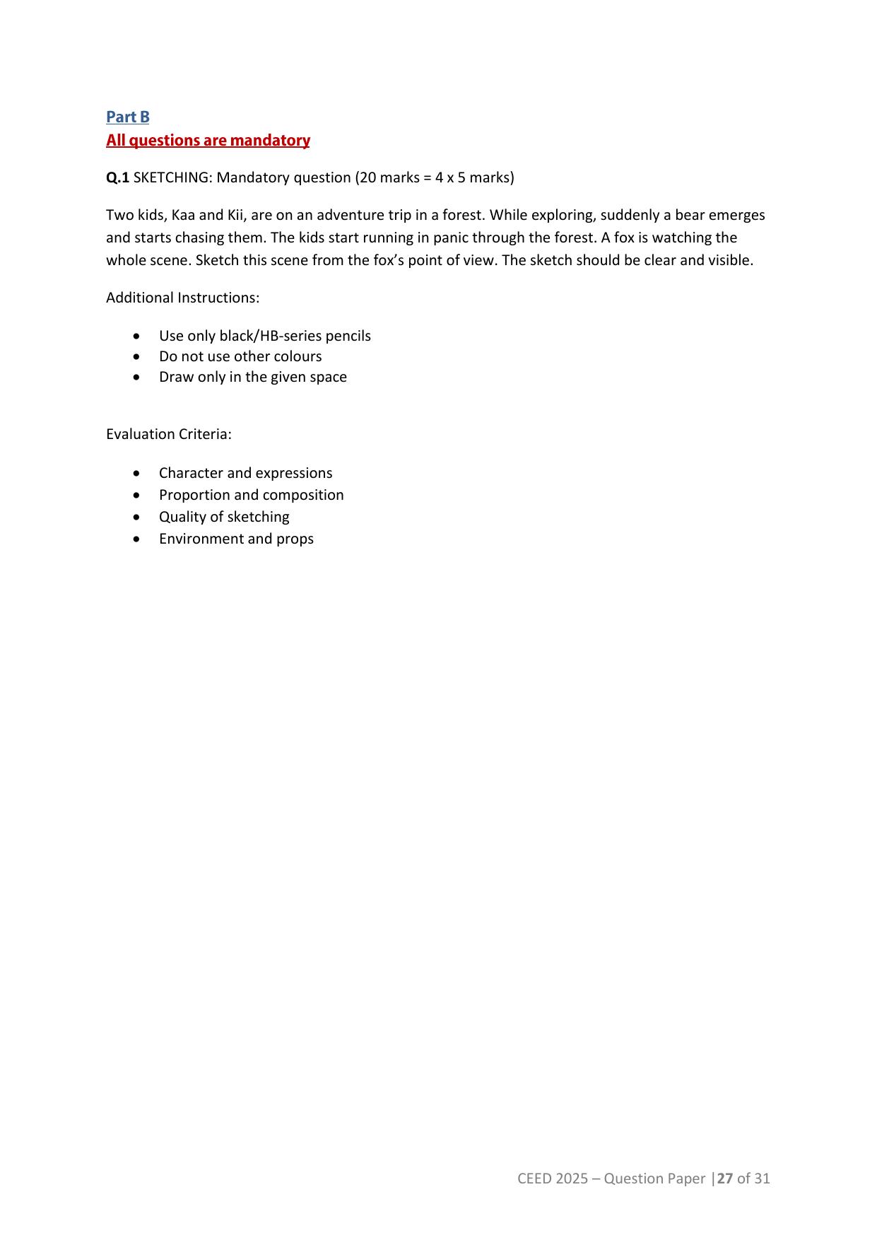 CEED 2025 Question Paper - Page 27