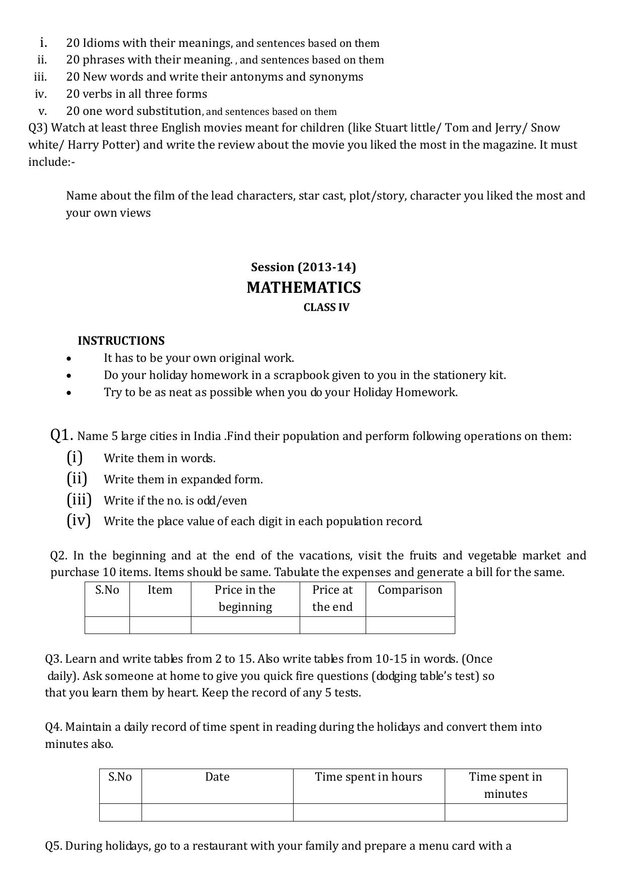Worksheet for Class 4 English Assignment 149 - Page 2
