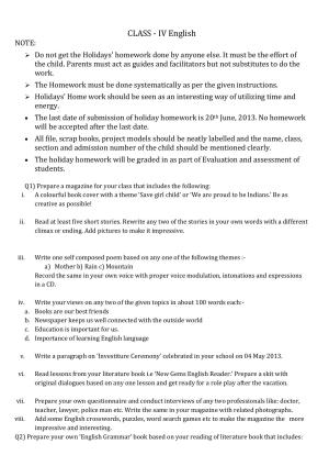 Worksheet for Class 4 English Assignment 149