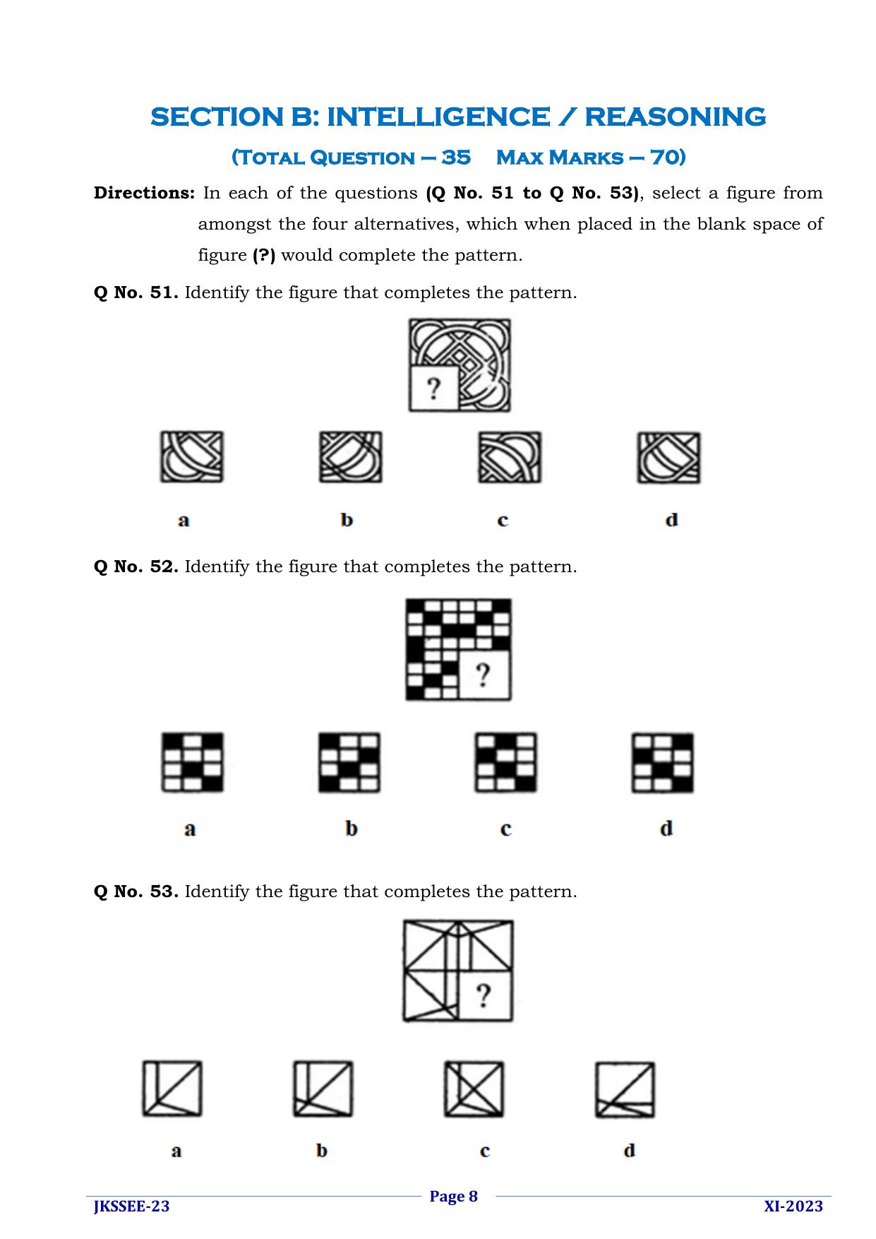 JKSSEE 2023 Class 11 Question Paper - Page 8