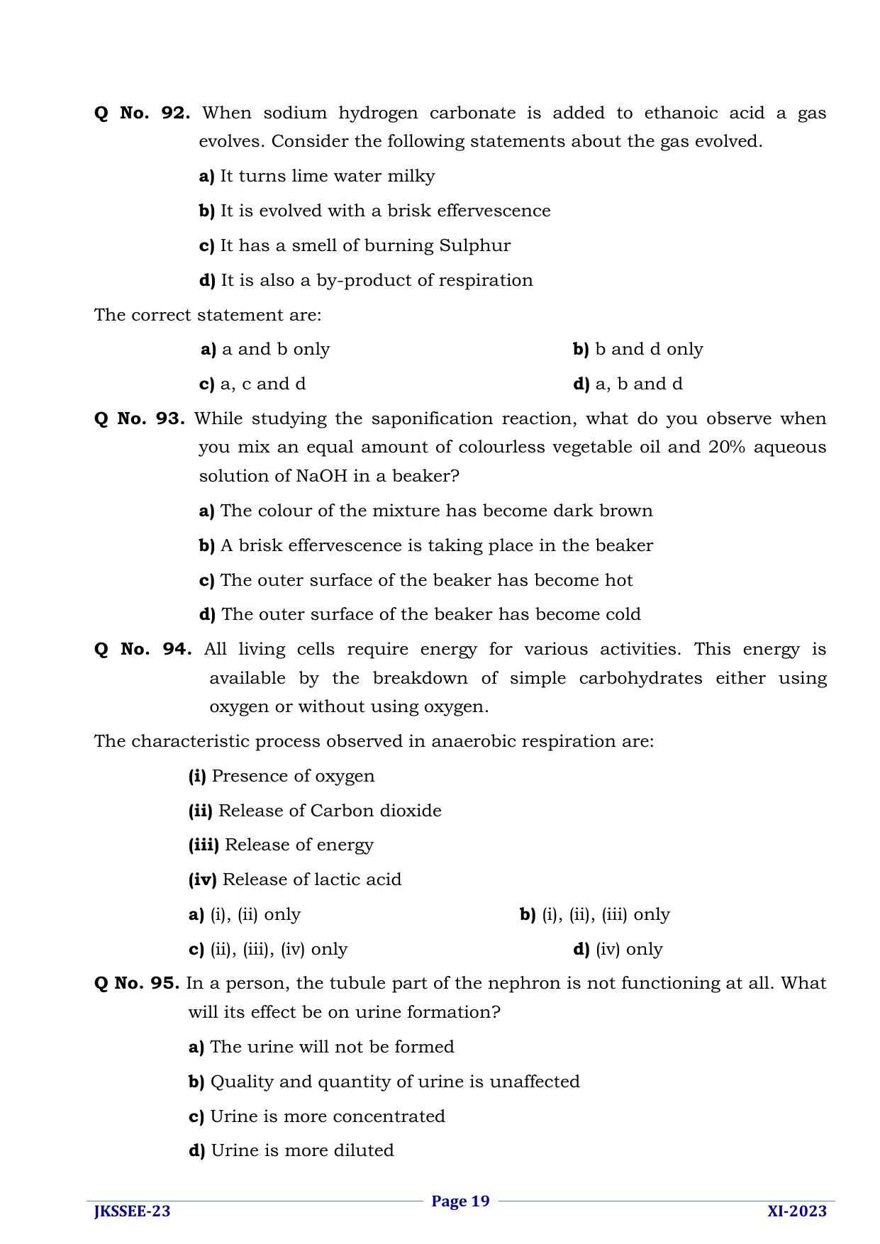 JKSSEE 2023 Class 11 Question Paper - Page 19