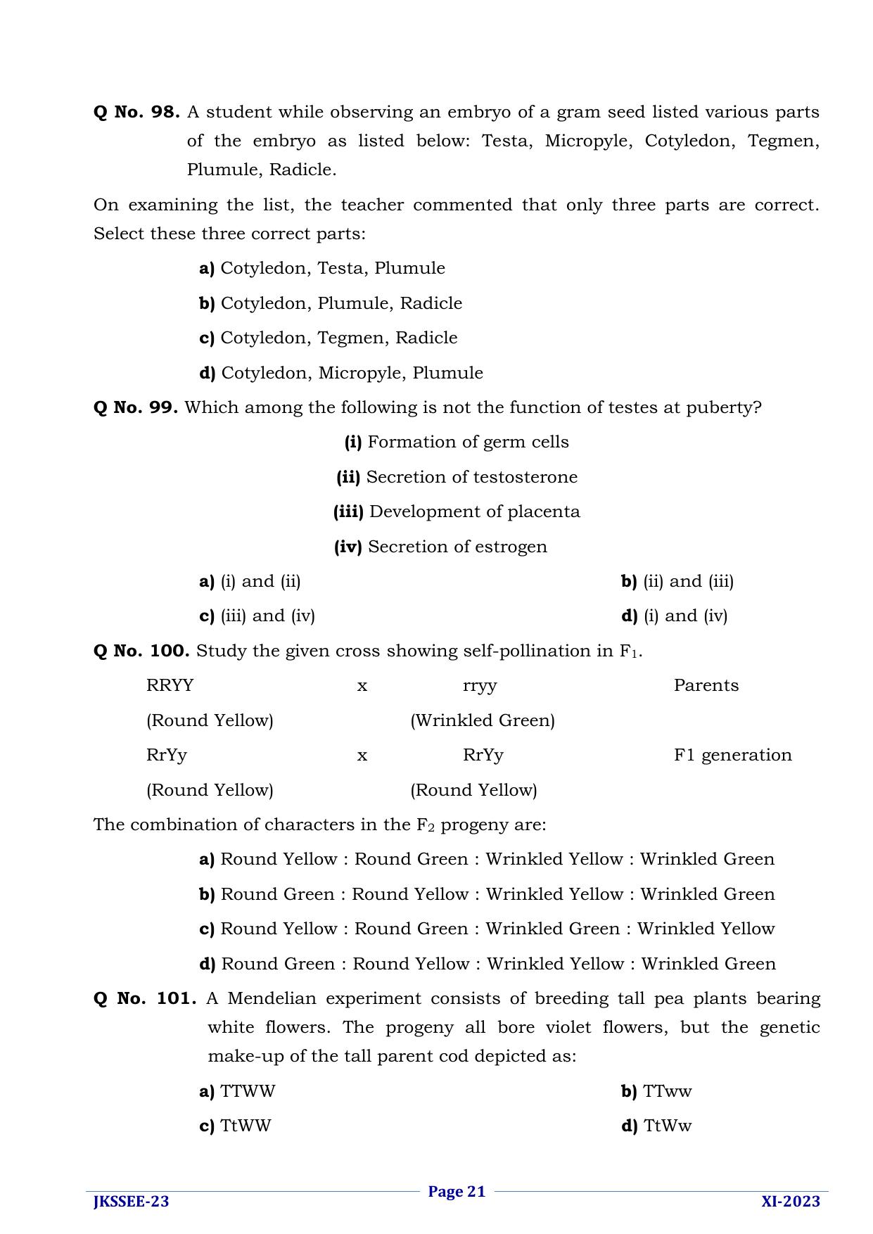JKSSEE 2023 Class 11 Question Paper - Page 21