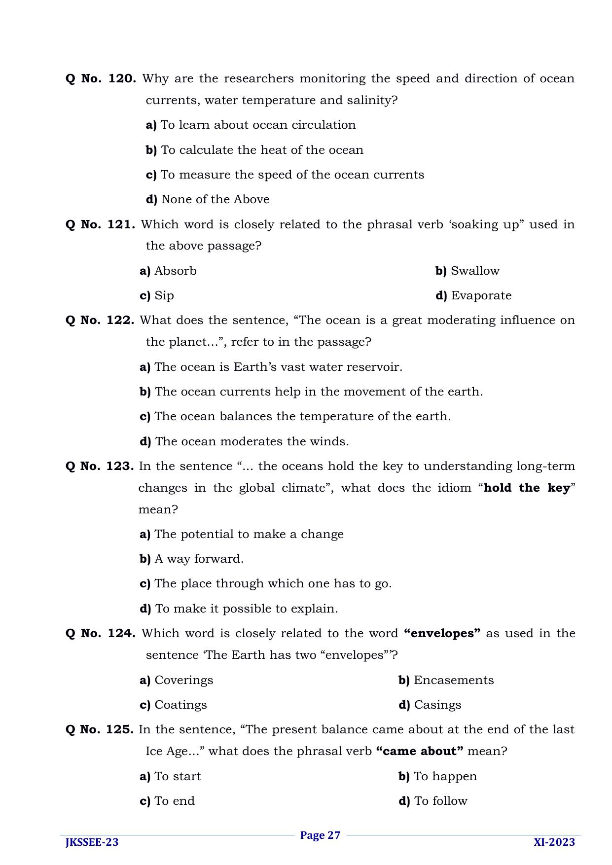 JKSSEE 2023 Class 11 Question Paper - Page 27