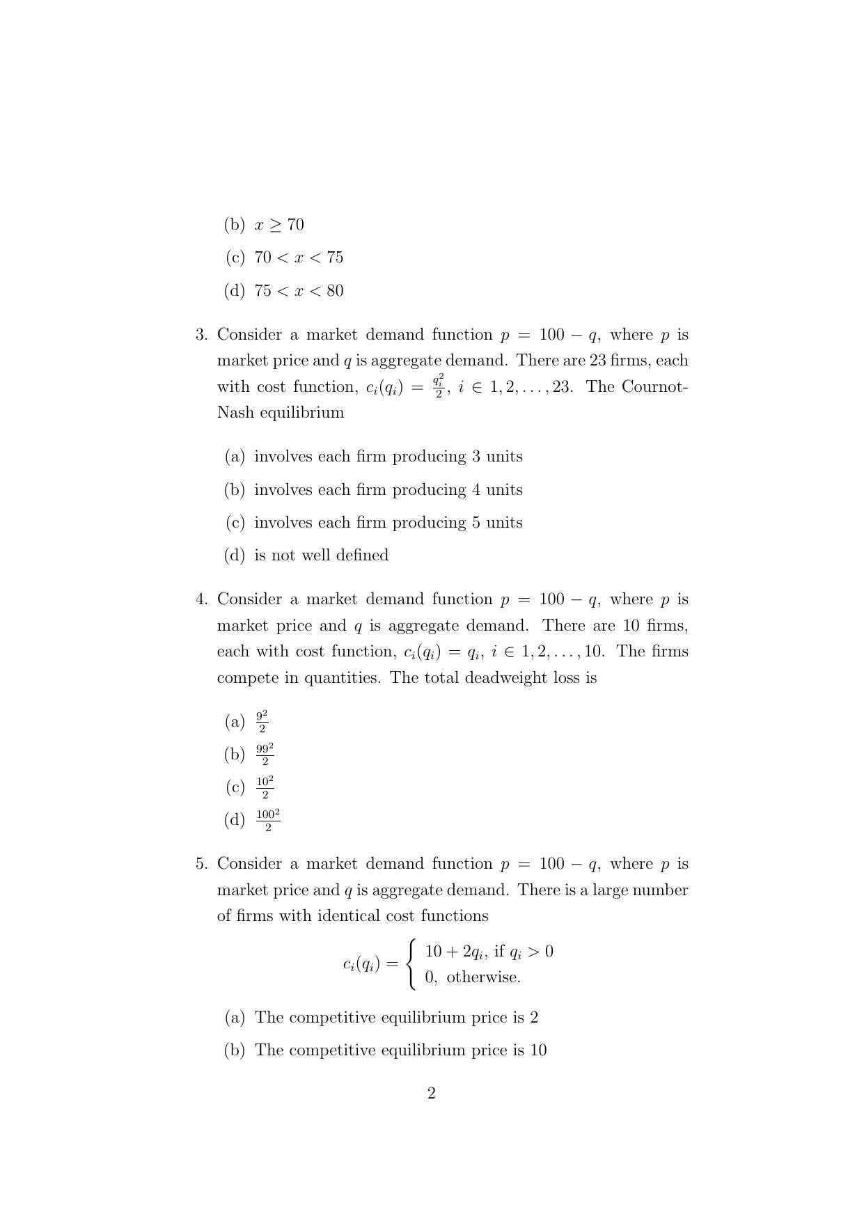 ISI Admission Test M.S.(QE) - Quantitative Economics (PEA) 2024 Sample Paper - Page 2