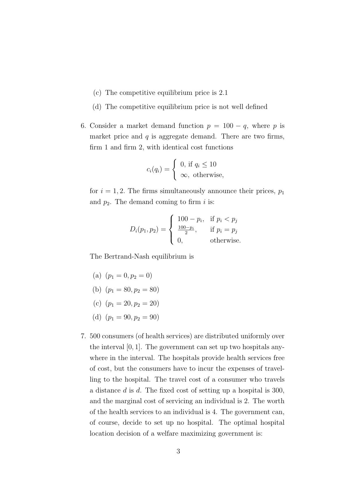 ISI Admission Test M.S.(QE) - Quantitative Economics (PEA) 2024 Sample Paper - Page 3