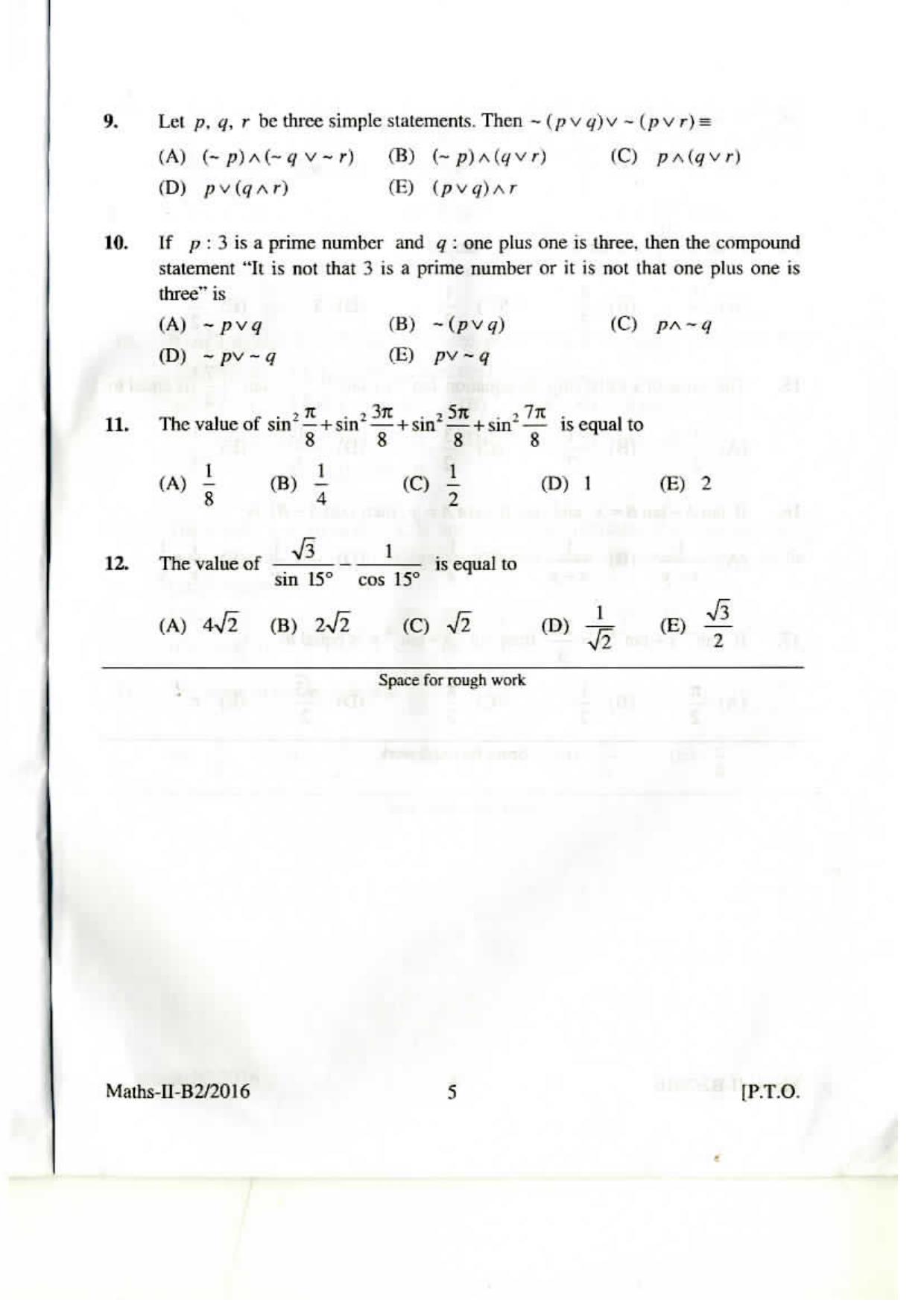 KEAM Paper II 2016 Question Paper - Page 4