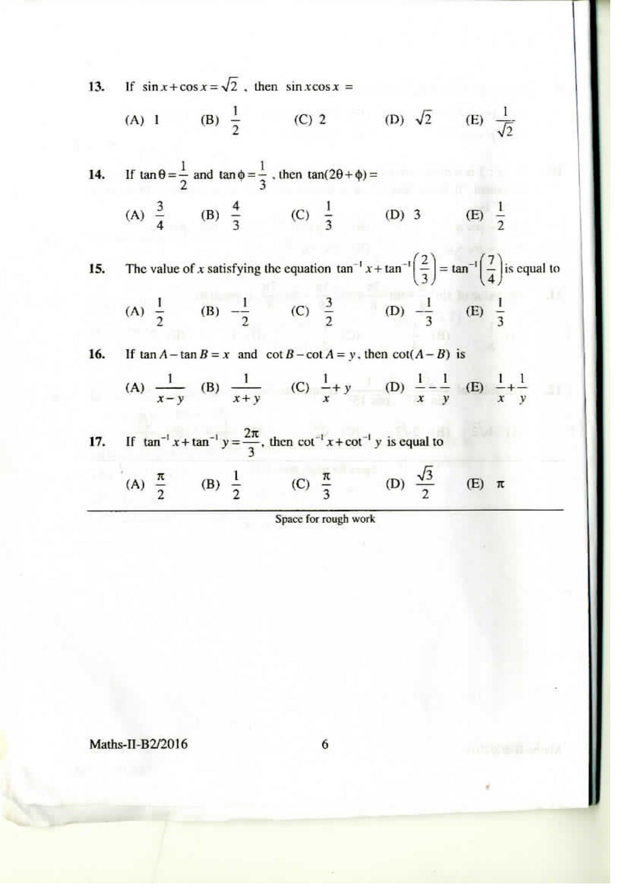 KEAM Paper II 2016 Question Paper - Page 5