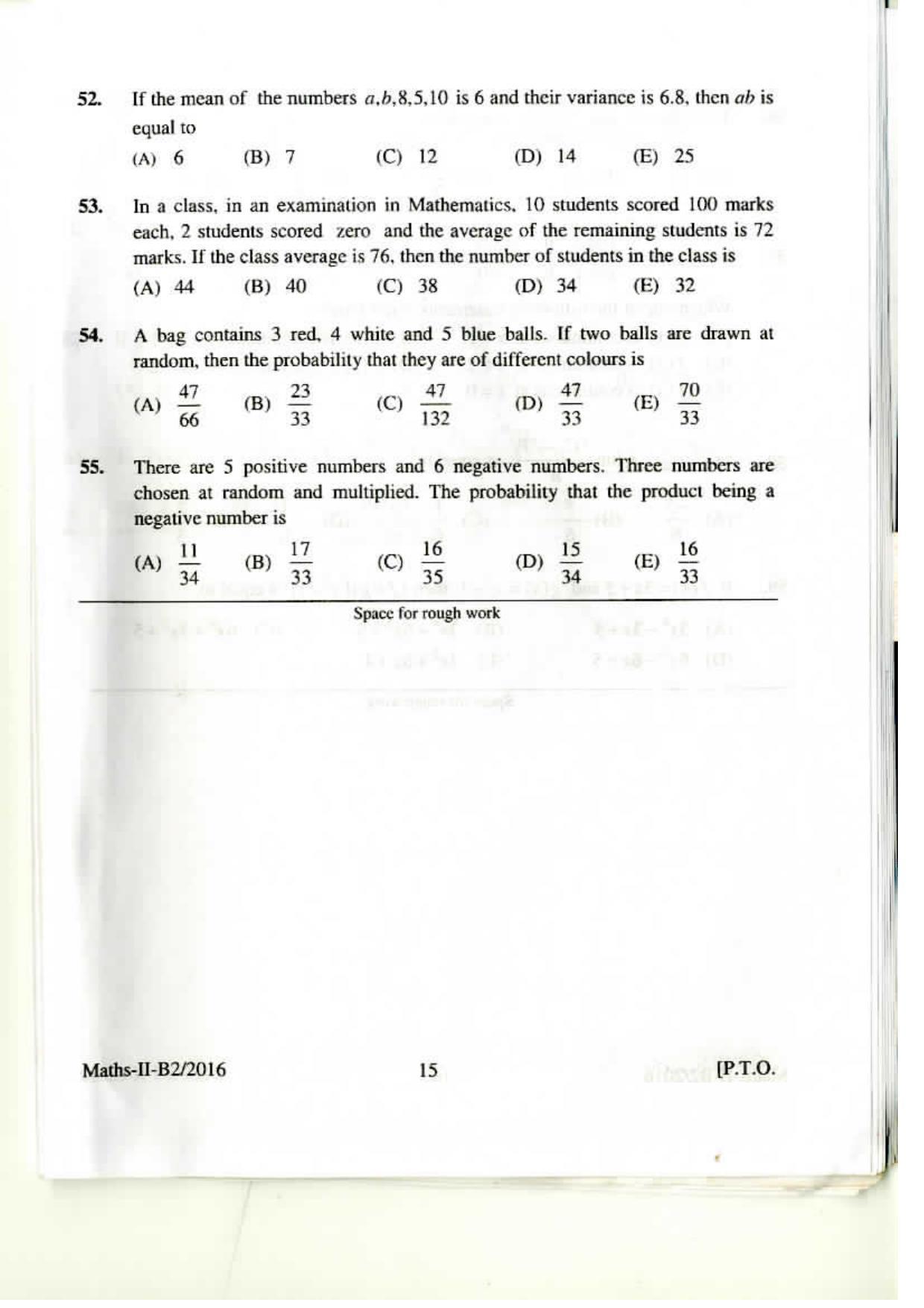 KEAM Paper II 2016 Question Paper - Page 14
