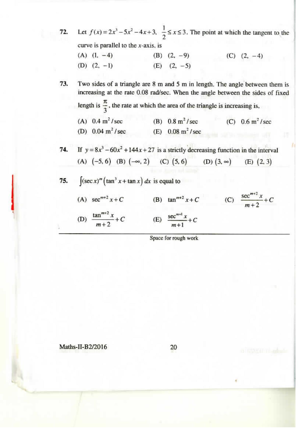 KEAM Paper II 2016 Question Paper - Page 19