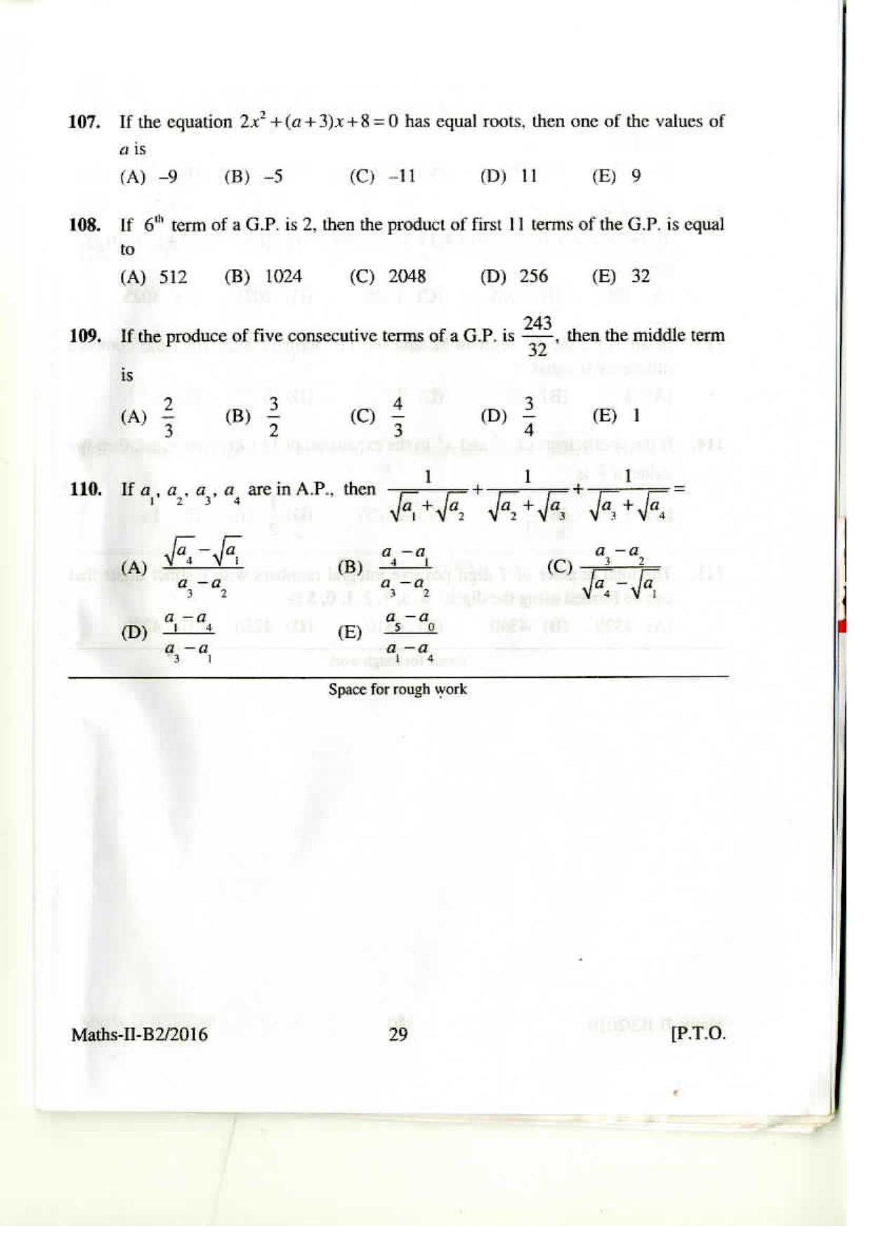 KEAM Paper II 2016 Question Paper - Page 28