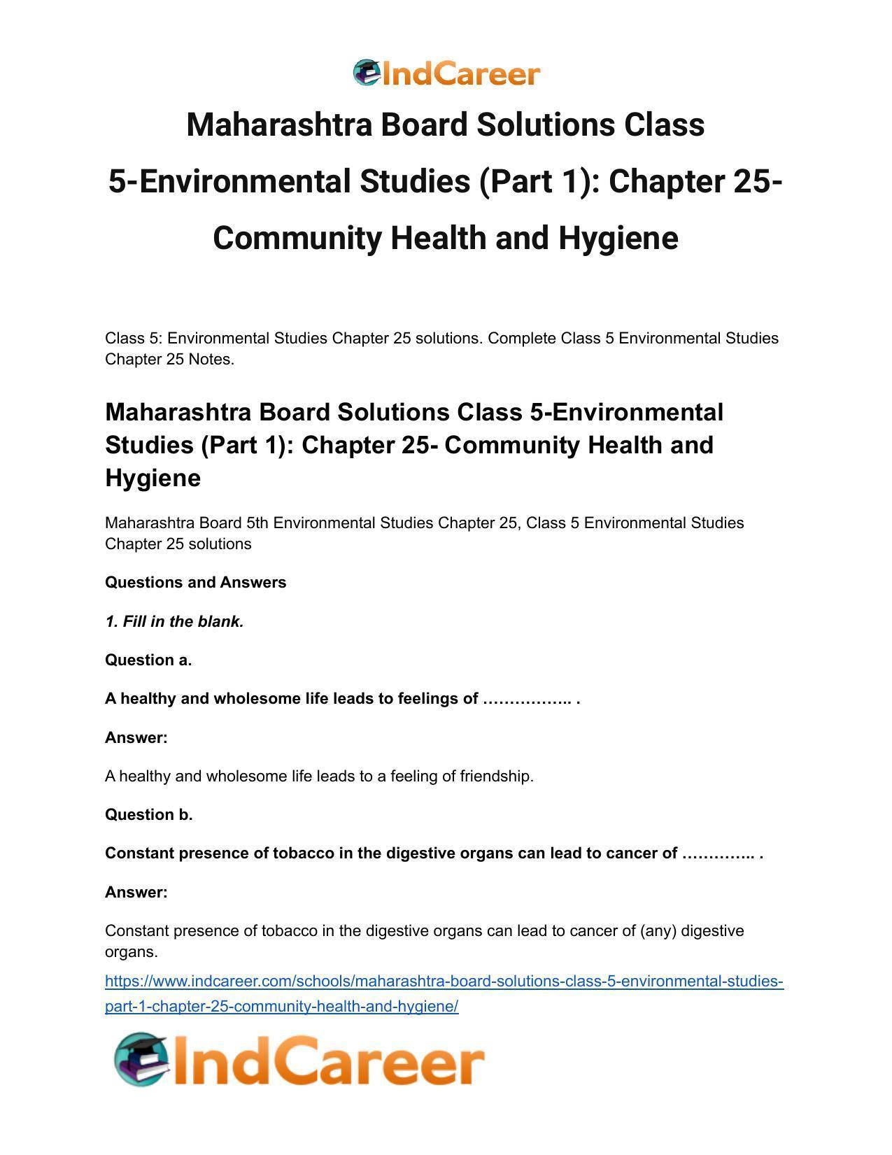 Maharashtra Board Solutions Class 5-Environmental Studies (Part 1): Chapter 25- Community Health and Hygiene - Page 2