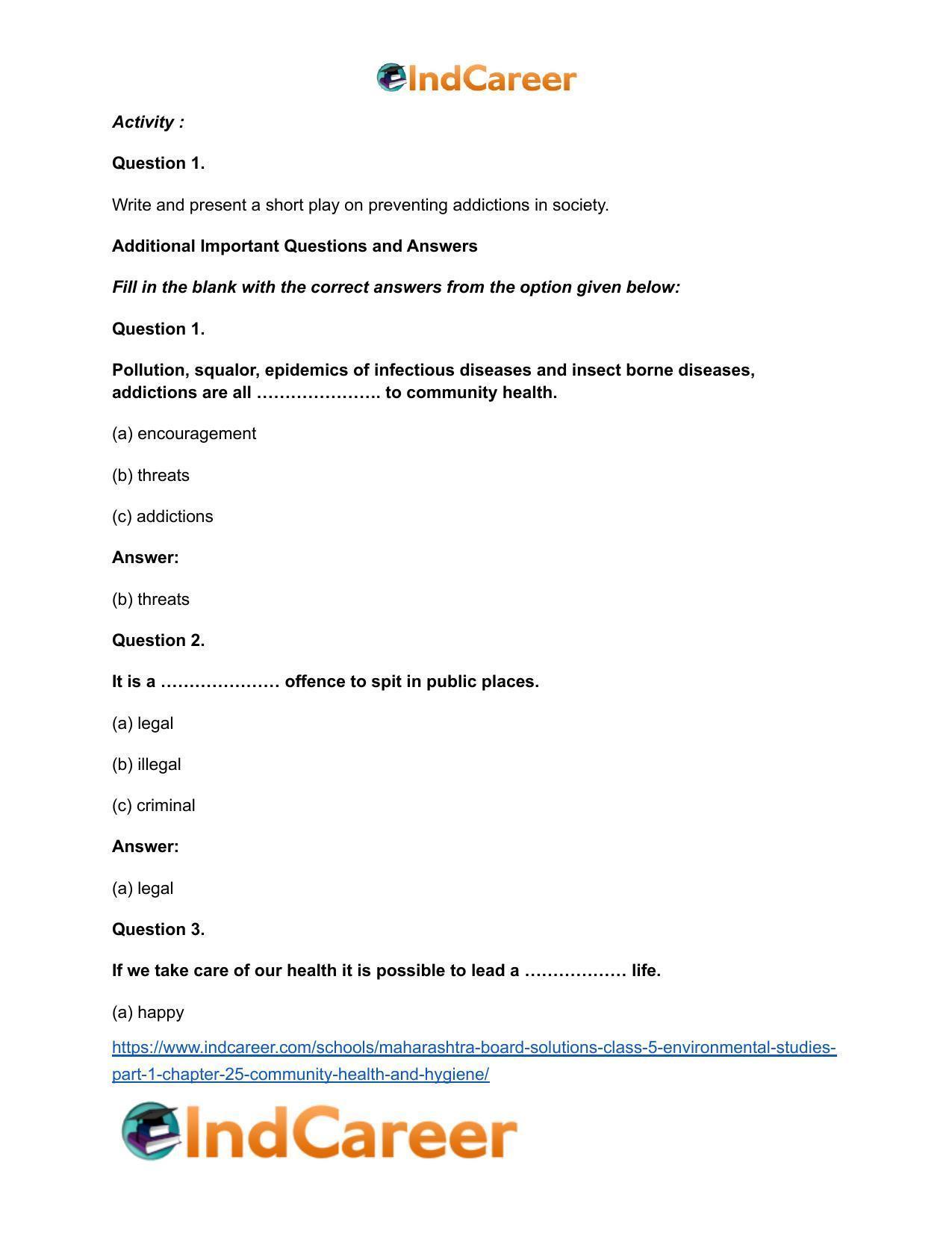 Maharashtra Board Solutions Class 5-Environmental Studies (Part 1): Chapter 25- Community Health and Hygiene - Page 6