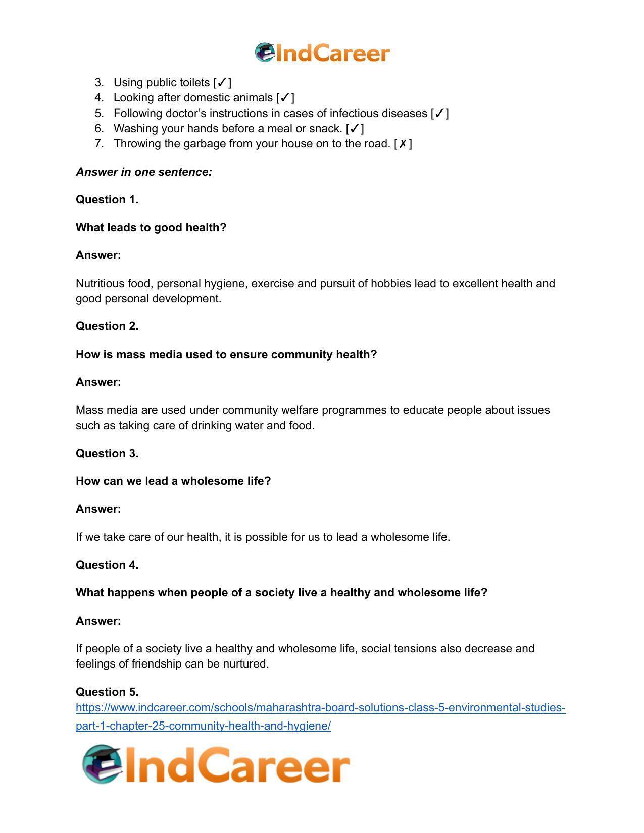 Maharashtra Board Solutions Class 5-Environmental Studies (Part 1): Chapter 25- Community Health and Hygiene - Page 13