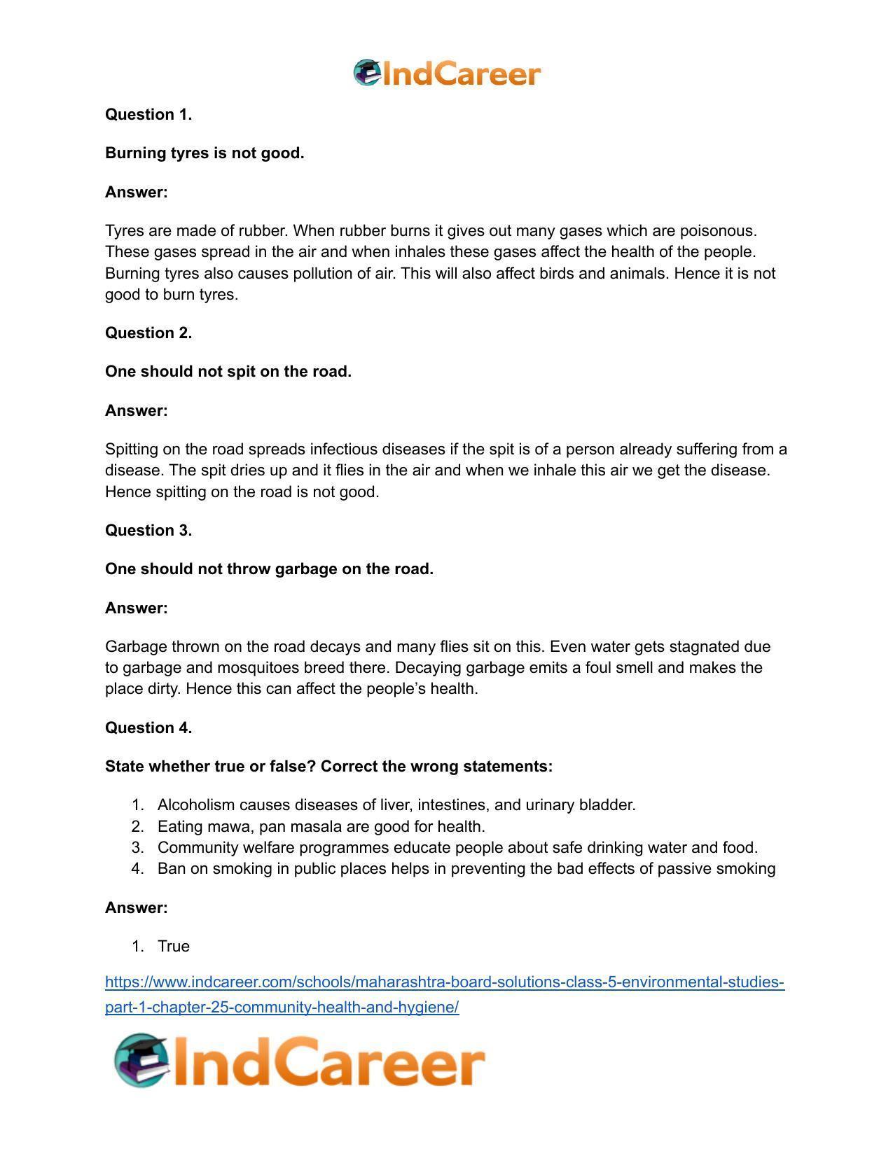 Maharashtra Board Solutions Class 5-Environmental Studies (Part 1): Chapter 25- Community Health and Hygiene - Page 15