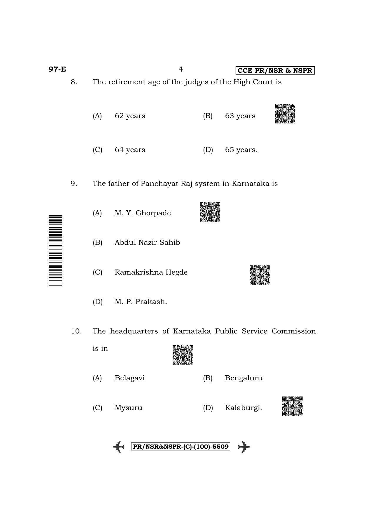 Karnataka SSLC Political Science-English Medium (Supplementary) Question Paper 2022 (C Version) - Page 4