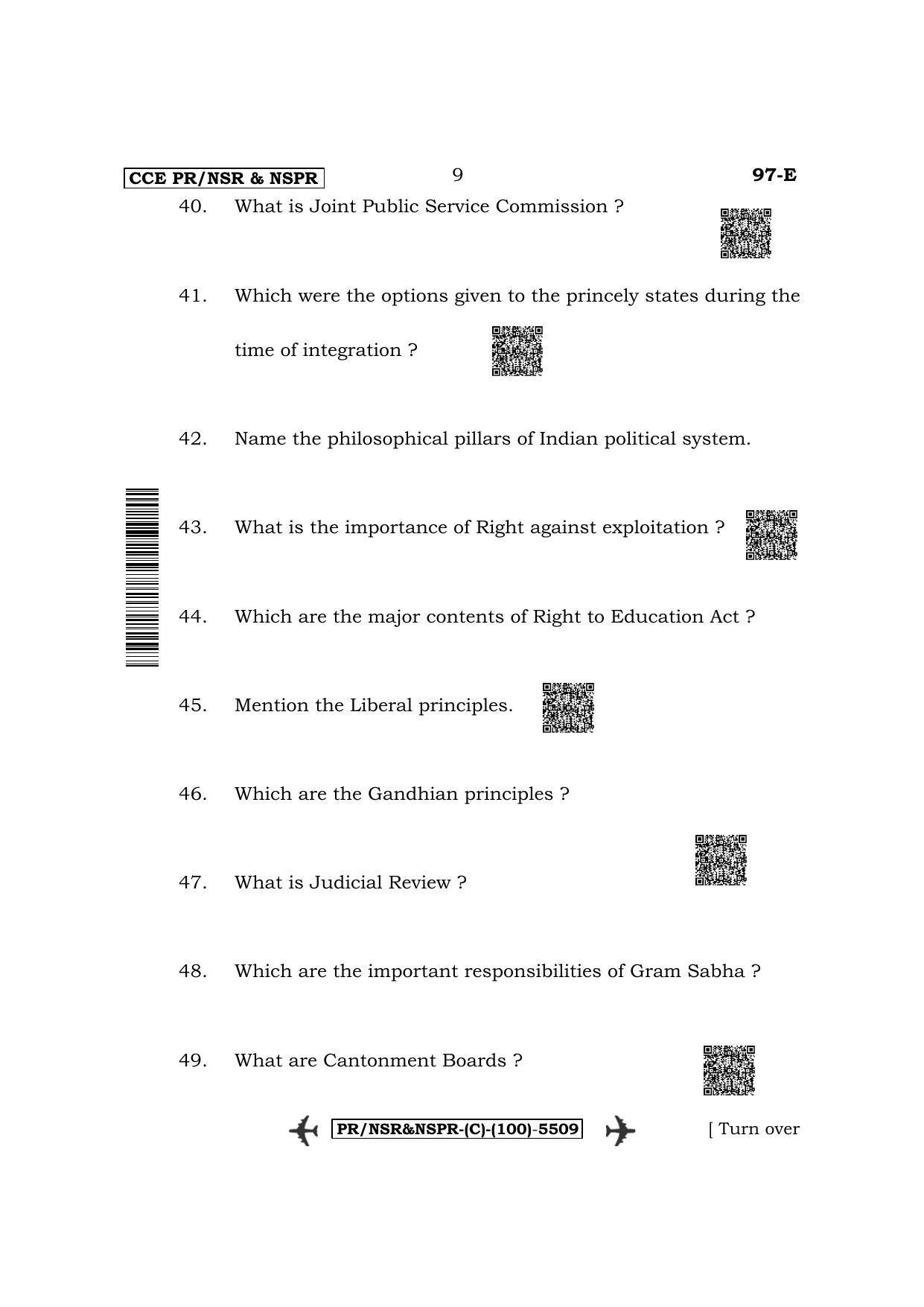 Karnataka SSLC Political Science-English Medium (Supplementary) Question Paper 2022 (C Version) - Page 9