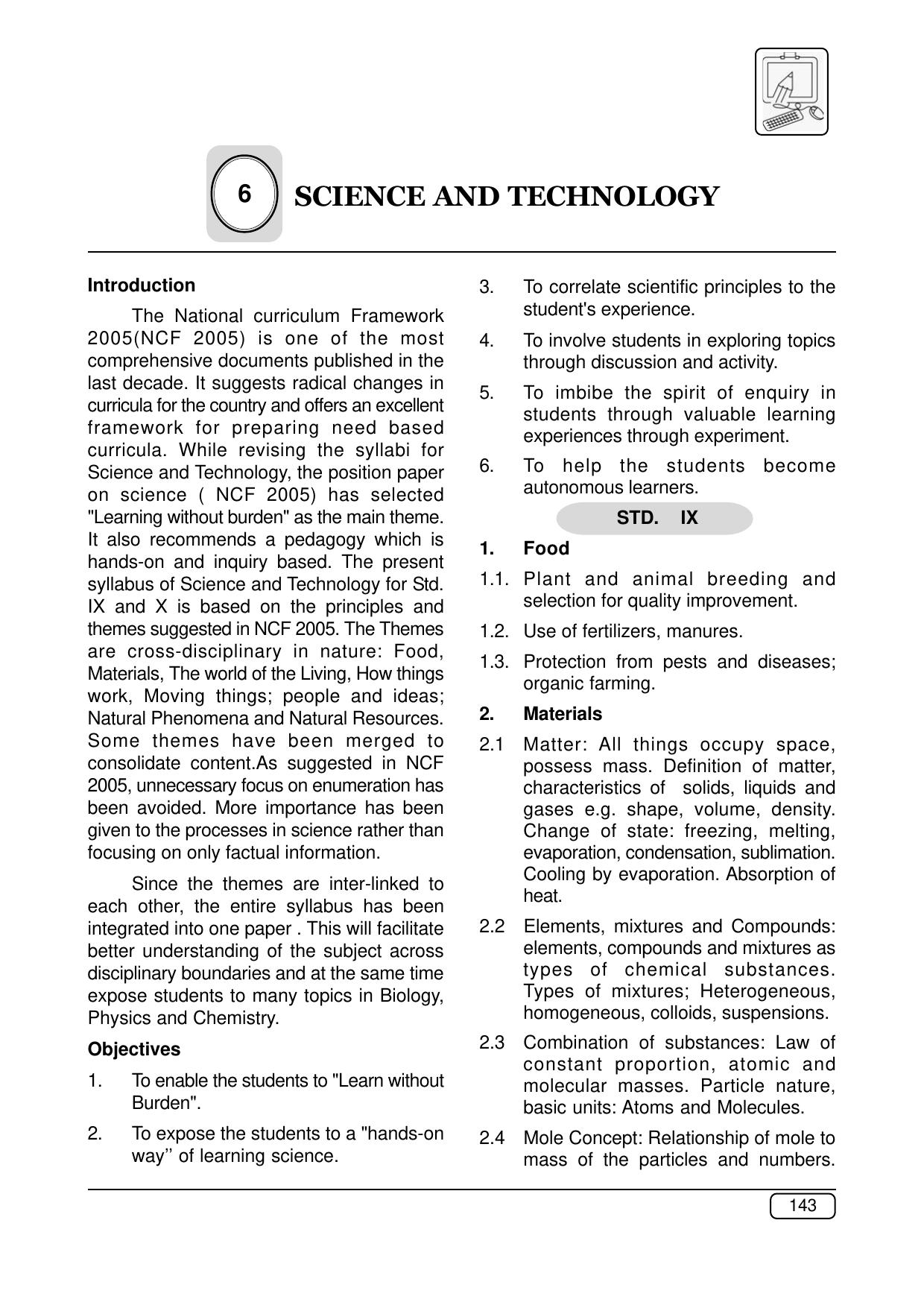 Maharashtra SSC Science Syllabus - Page 1