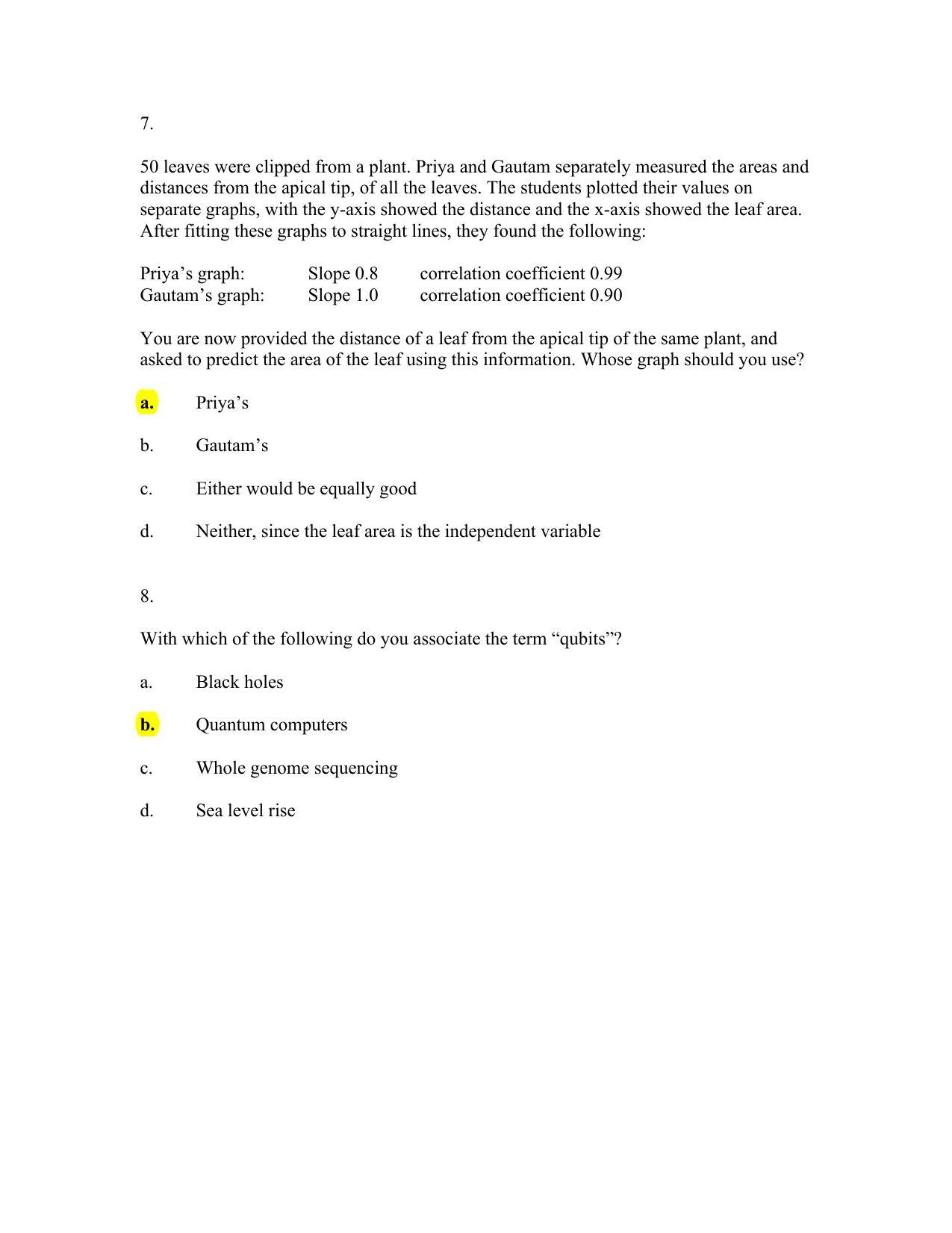 TIFR GS 2020 Biology Question Paper - Page 3