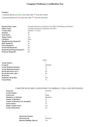 MP CPCT 17th February 2018 CPCT Question Paper Shift 2