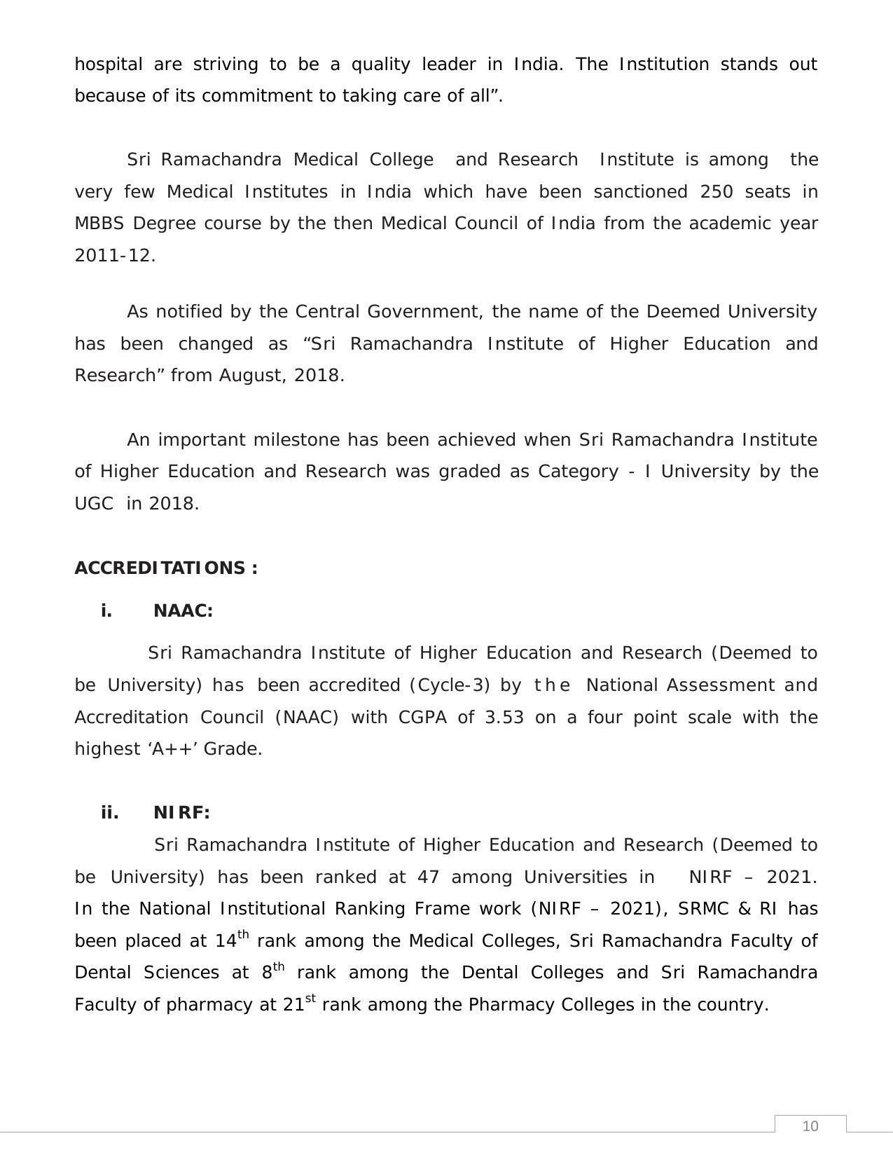 Sri Ramachandra University,Chennai Group: PG - B Prospectus 2022-23 - Page 10