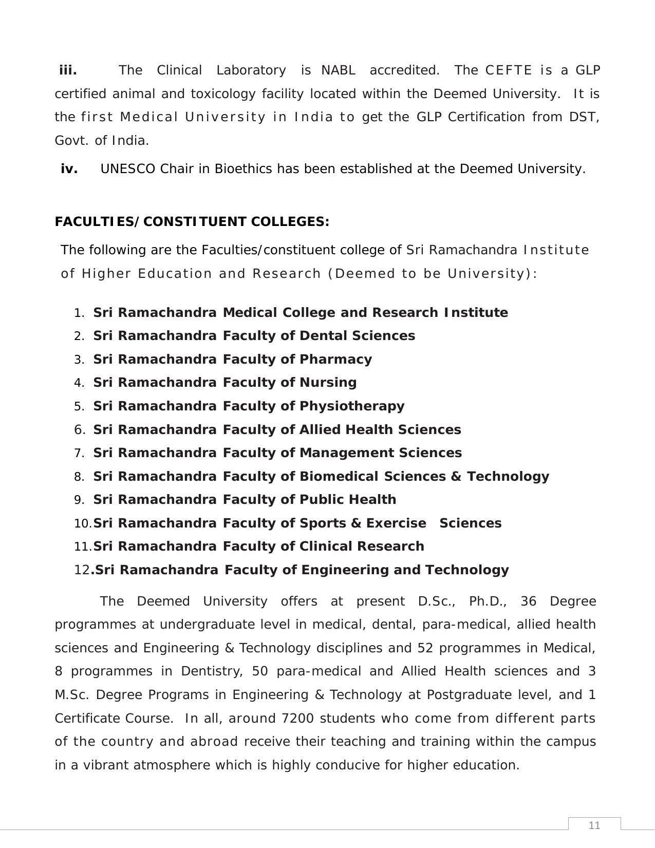 Sri Ramachandra University,Chennai Group: PG - B Prospectus 2022-23 - Page 11