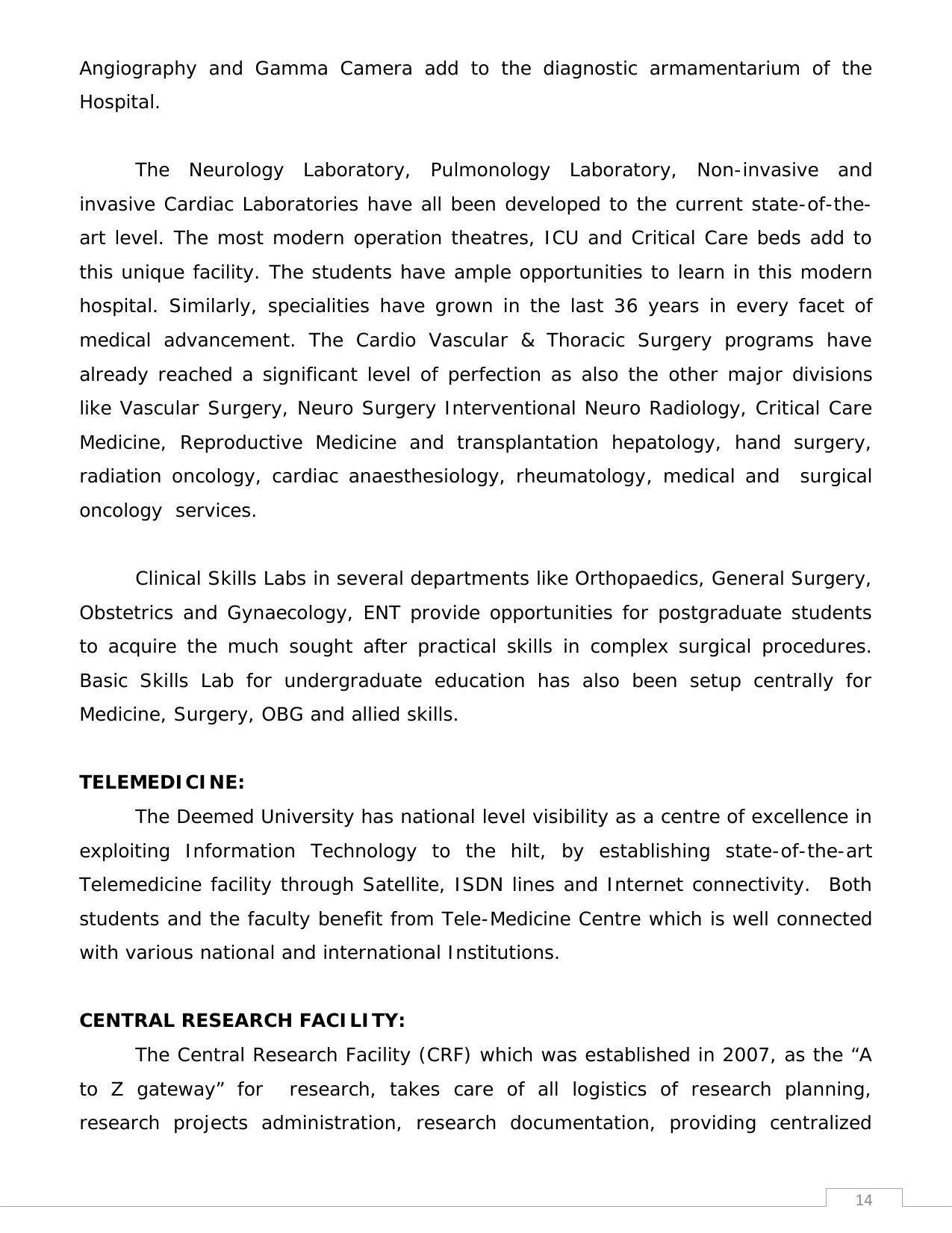 Sri Ramachandra University,Chennai Group: PG - B Prospectus 2022-23 - Page 14