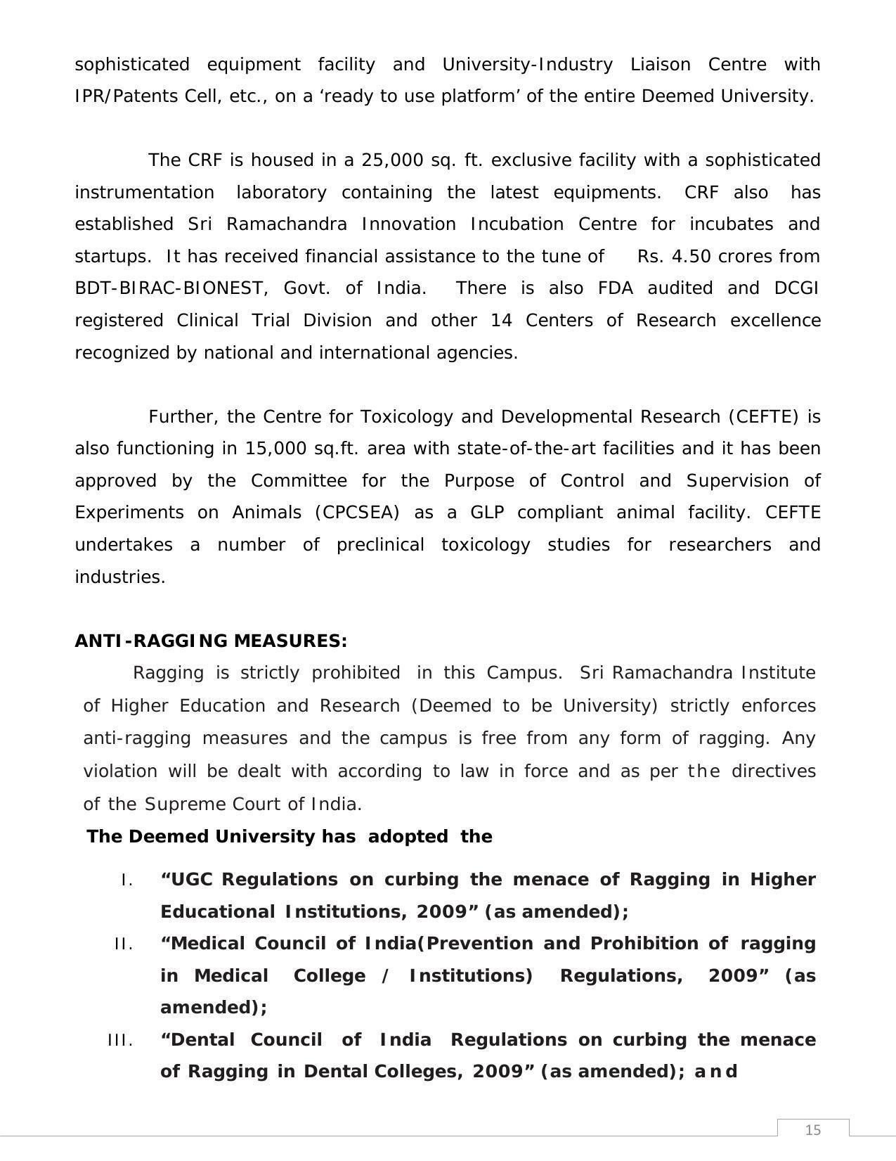 Sri Ramachandra University,Chennai Group: PG - B Prospectus 2022-23 - Page 15