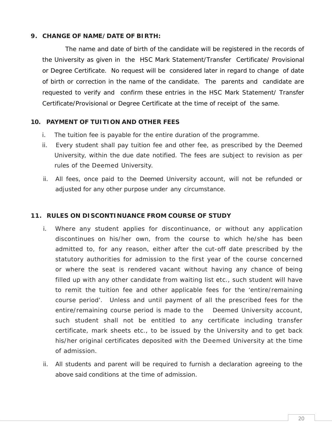 Sri Ramachandra University,Chennai Group: PG - B Prospectus 2022-23 - Page 20