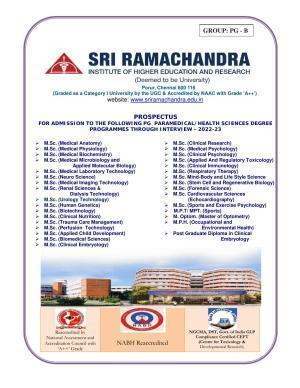 Sri Ramachandra University,Chennai Group: PG - B Prospectus 2022-23
