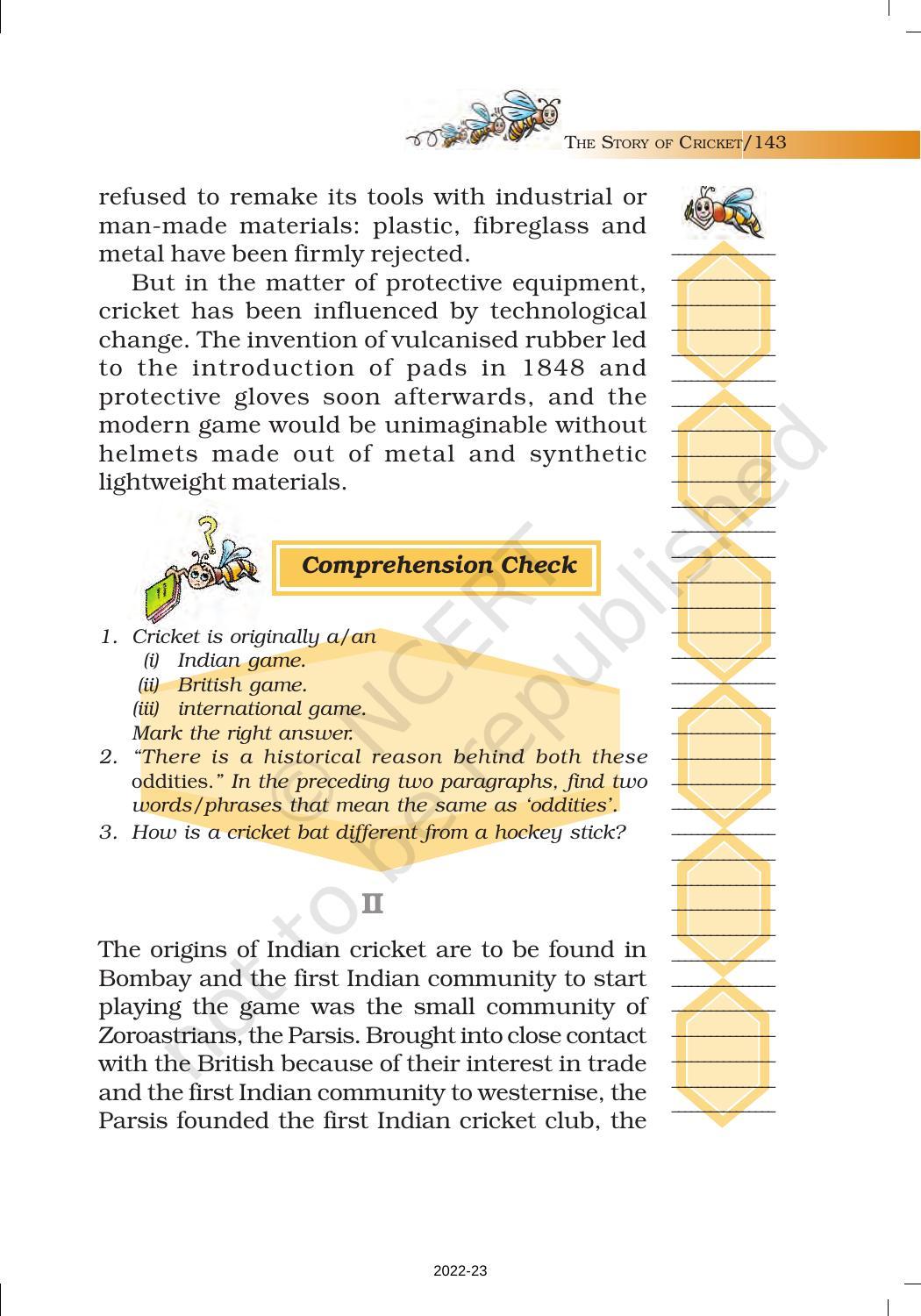 NCERT Book for Class 7 English (Honeycomb): Chapter 10-The Story of Cricket - Page 5